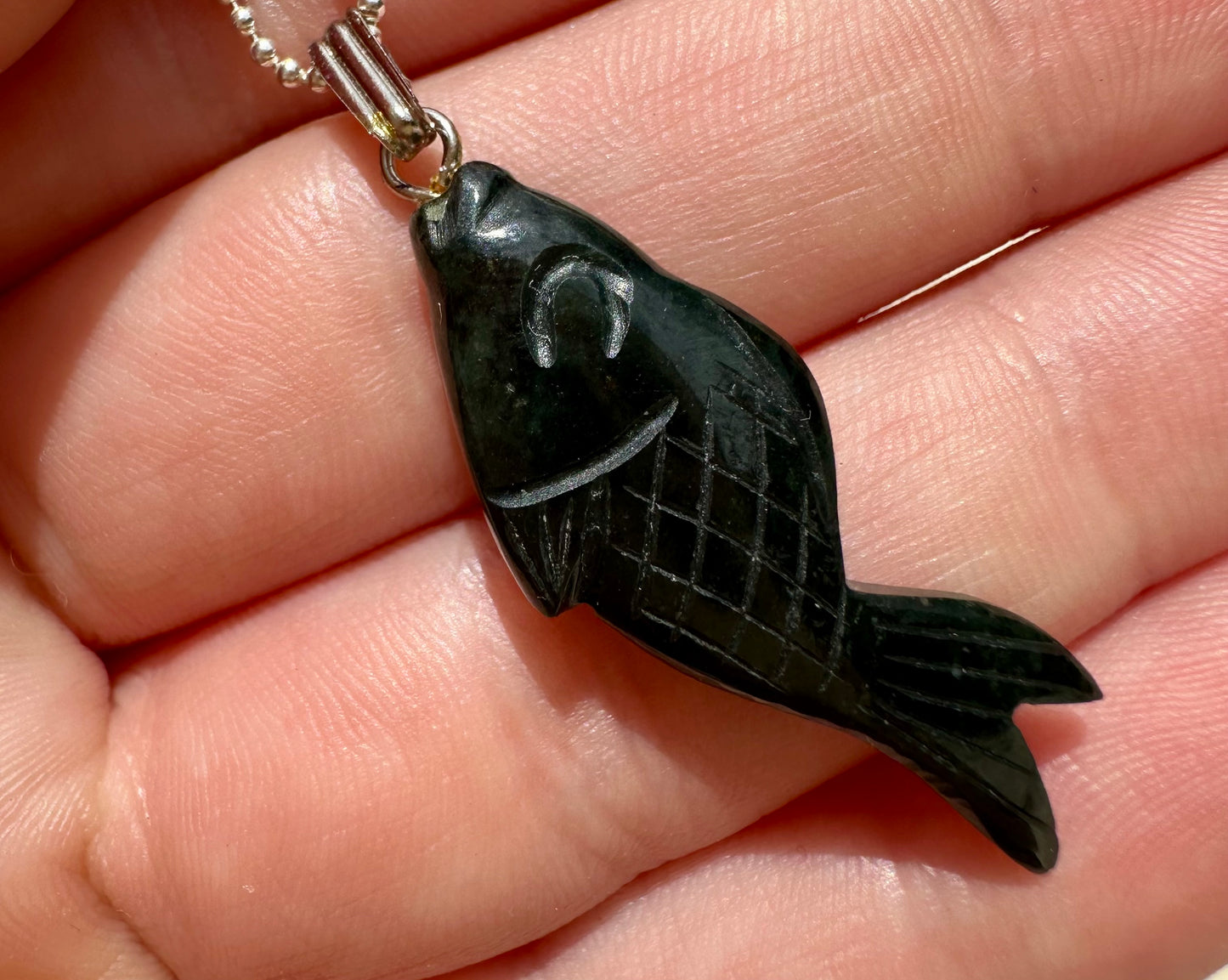 Australian Cowell Green Jade Fish Blessing Charm or Pendant