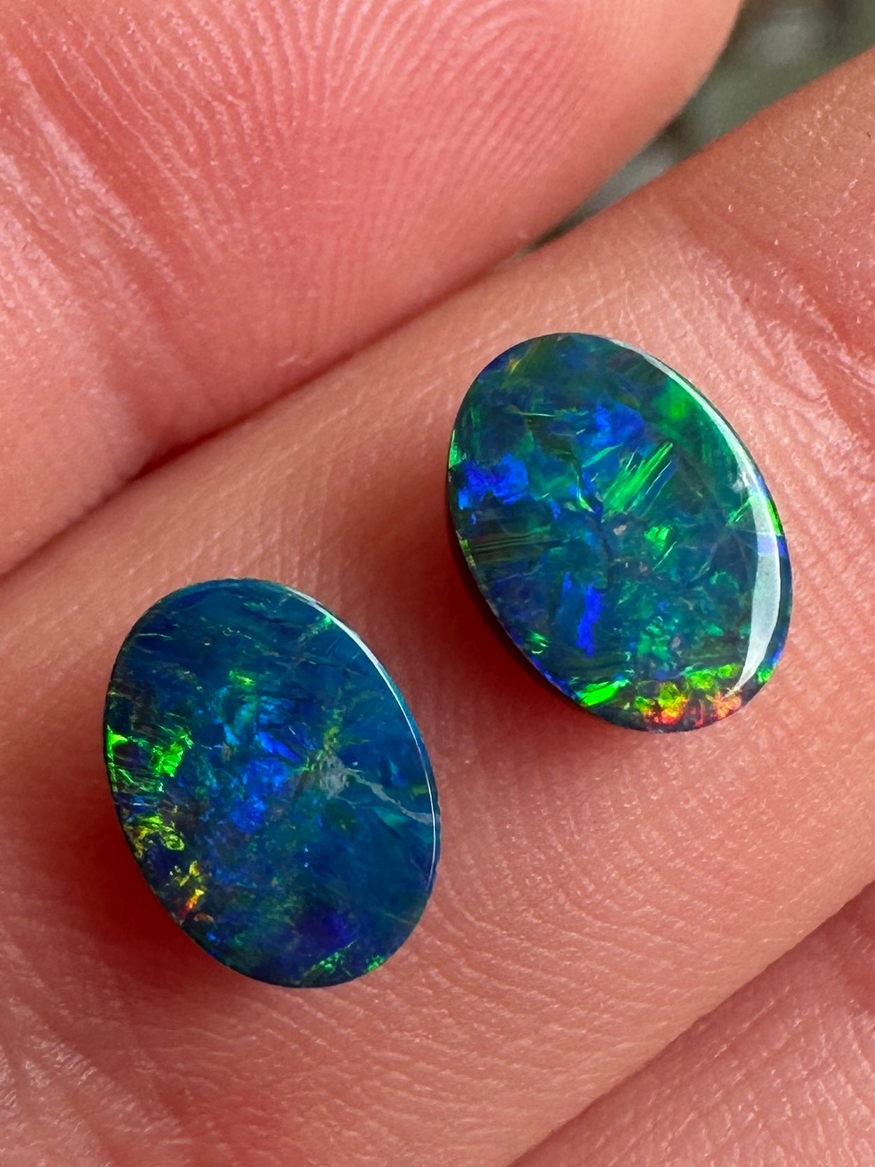 Opal Essence Australian Opal doublet pair 