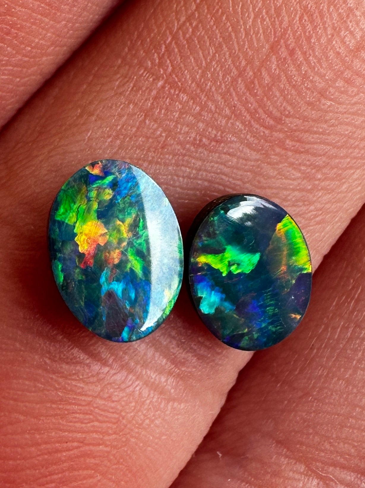 Opal Essence Australian Opal doublet pair 