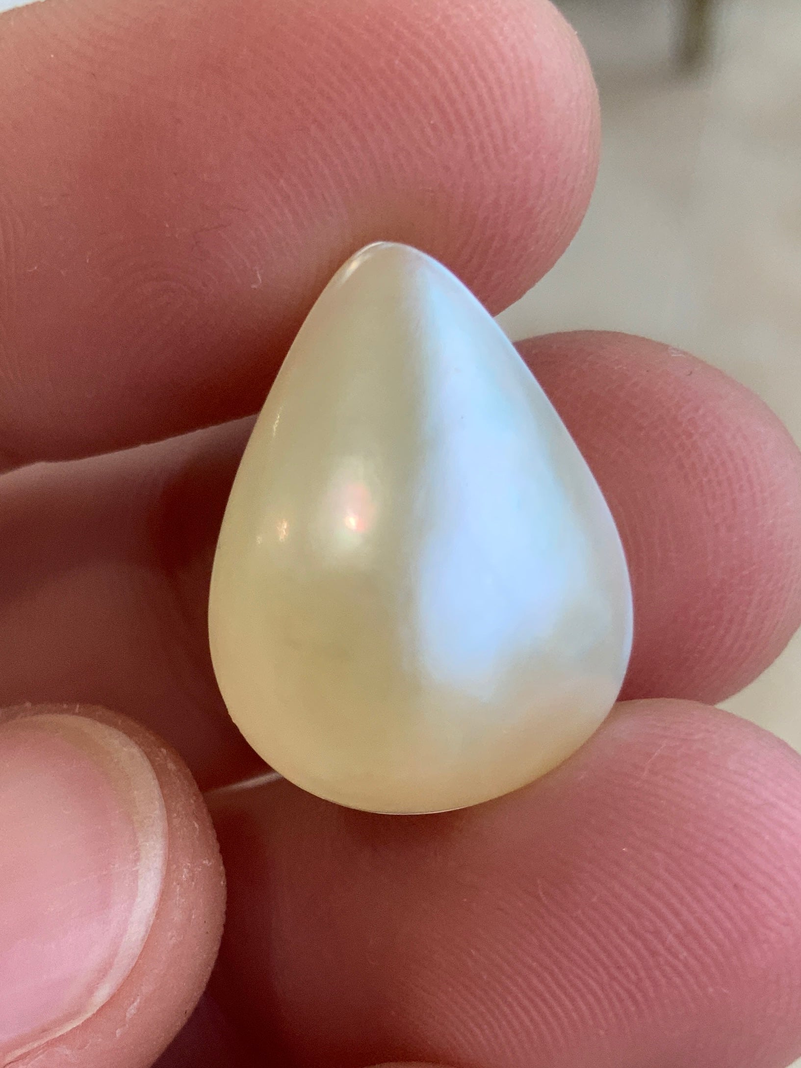 Opal Essence Mabe pearl white teardrop 