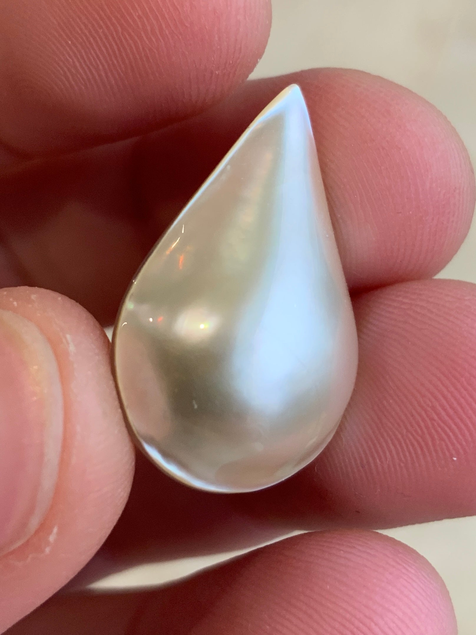Opal Essence Mabe pearl white teardrop 