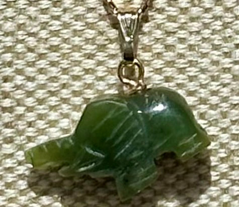Cowell Green Jade Elephant Blessing Charm or Pendant 