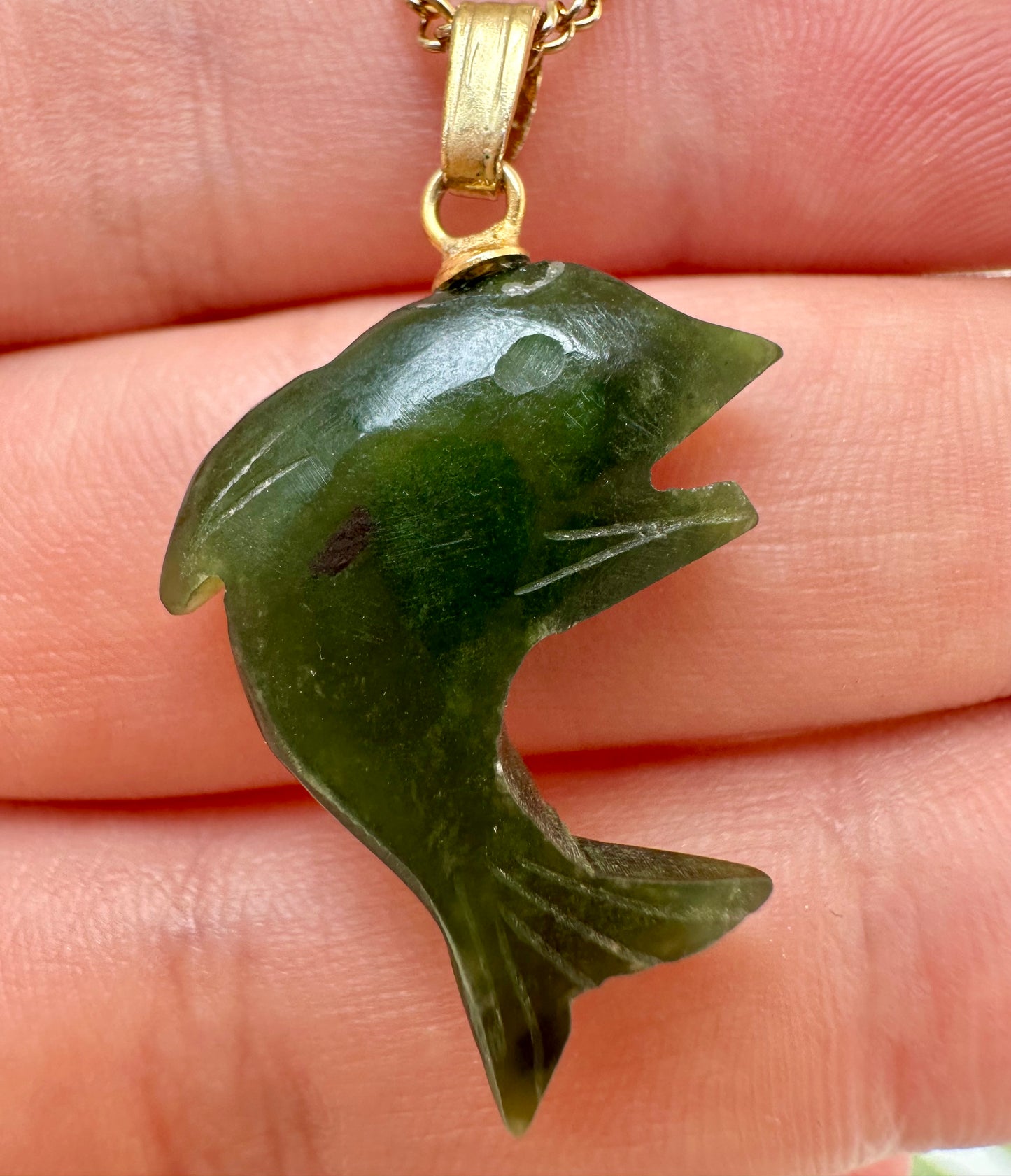Australian Cowell Green Jade Dolphin Blessing Charm or Pendant