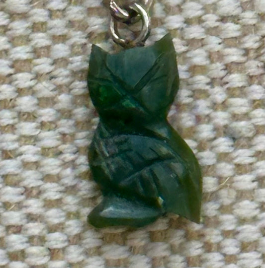 Australian Cowell green jade owl blessing charm or pendant