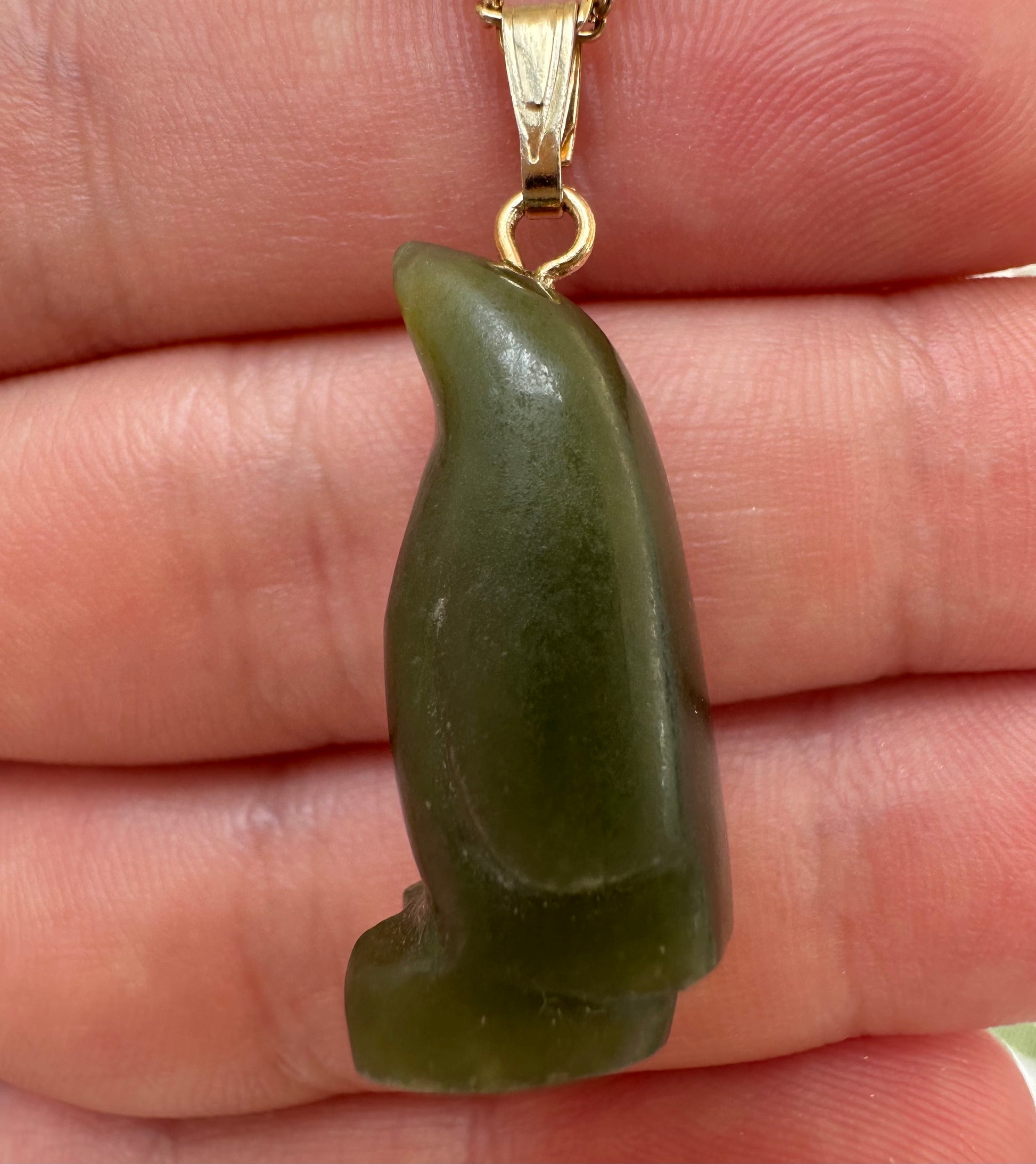 Australian Cowell green jade penguin blessing charm or pendant