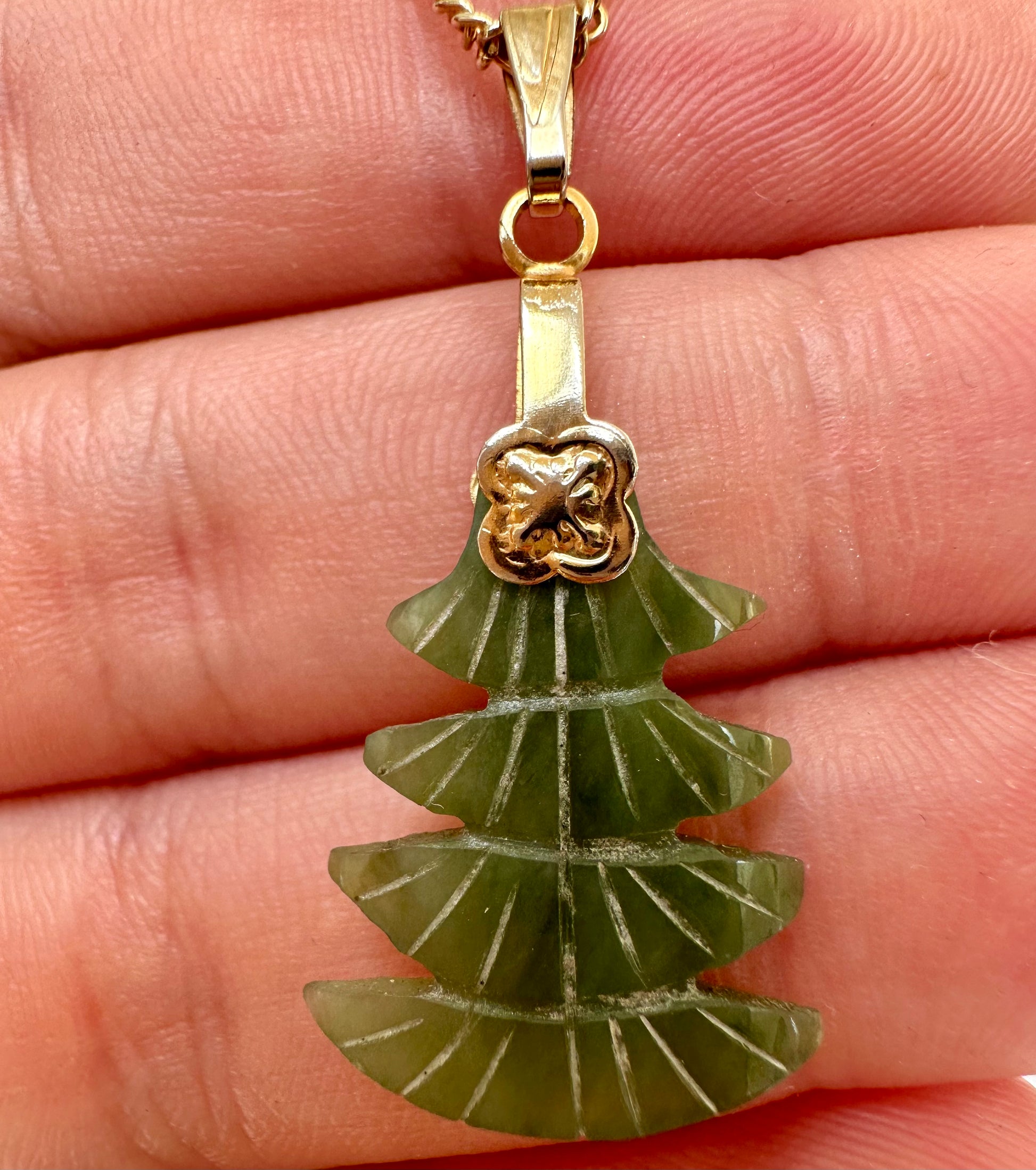 Nephrite Green Jade Christmas Tree blessing charm