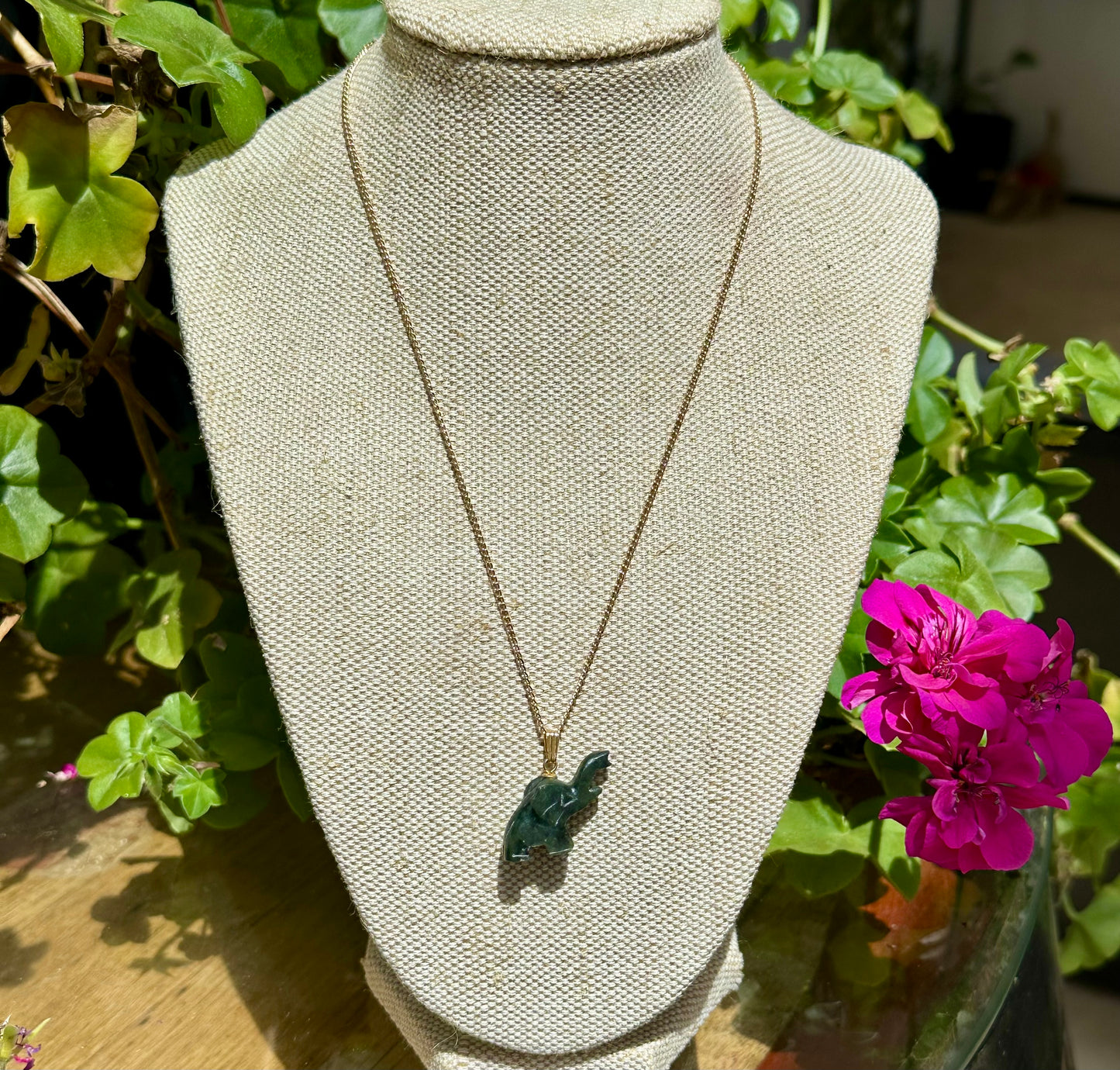 Australian Cowell green jade elephant blessing charm or pendant