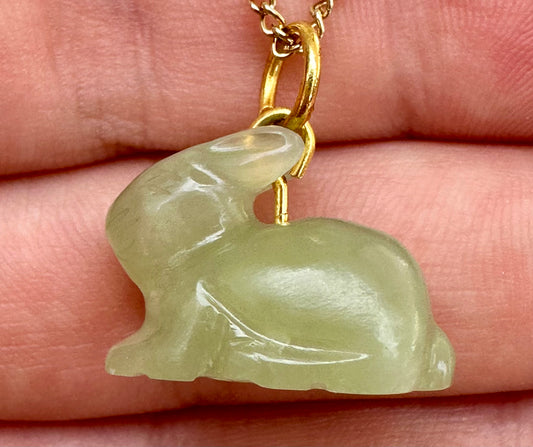 Nephrite Green Jade Rabbit Blessing Charm