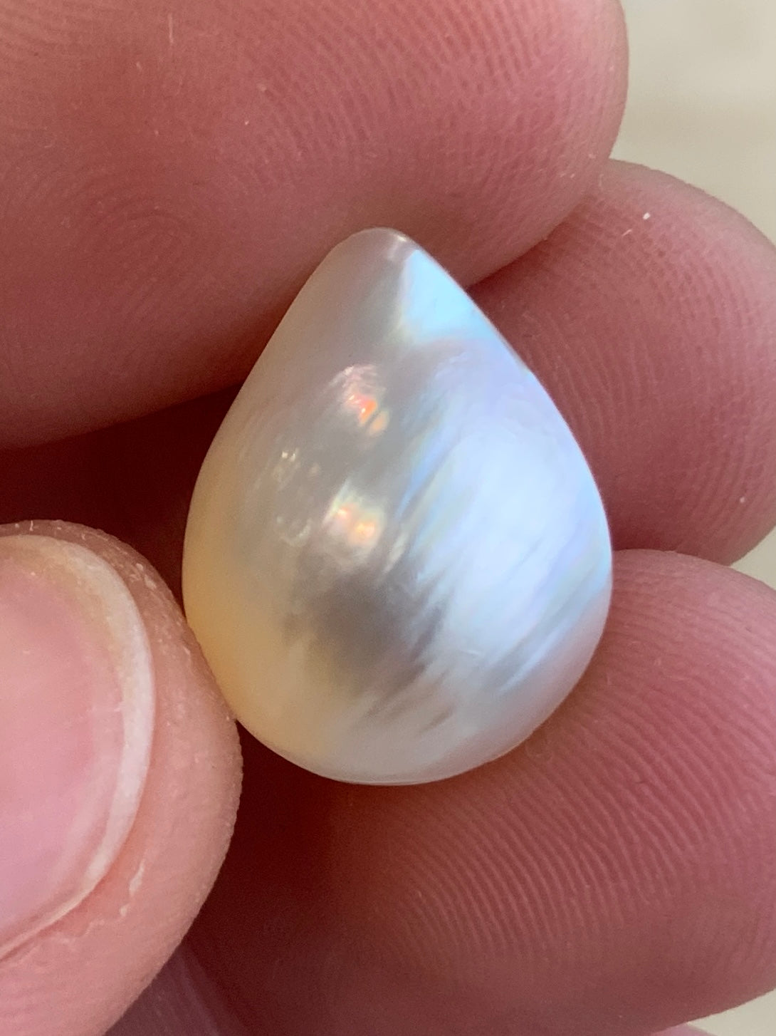 Opal Essence Mabe pearl white teardrop 