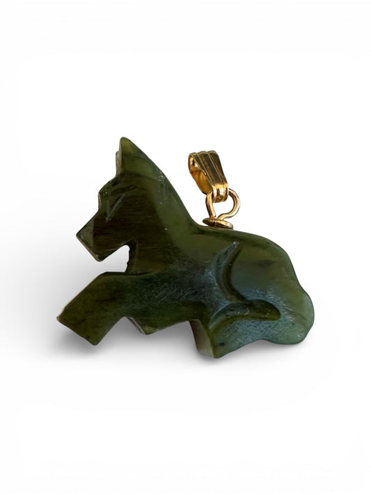 Green nephrite jade dog charm or pendant