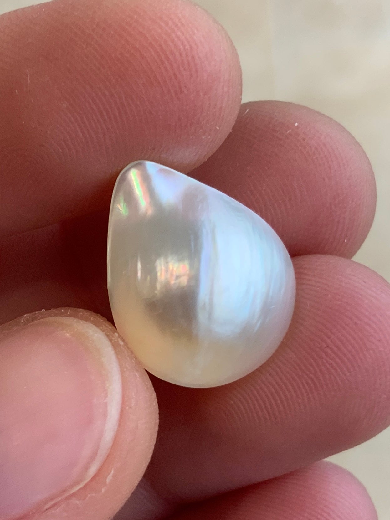 Opal Essence Mabe pearl white teardrop 