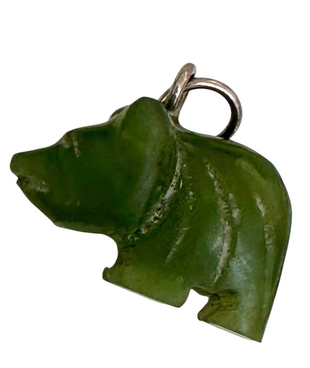 Australian Cowell green jade Bear blessing charm or pendant