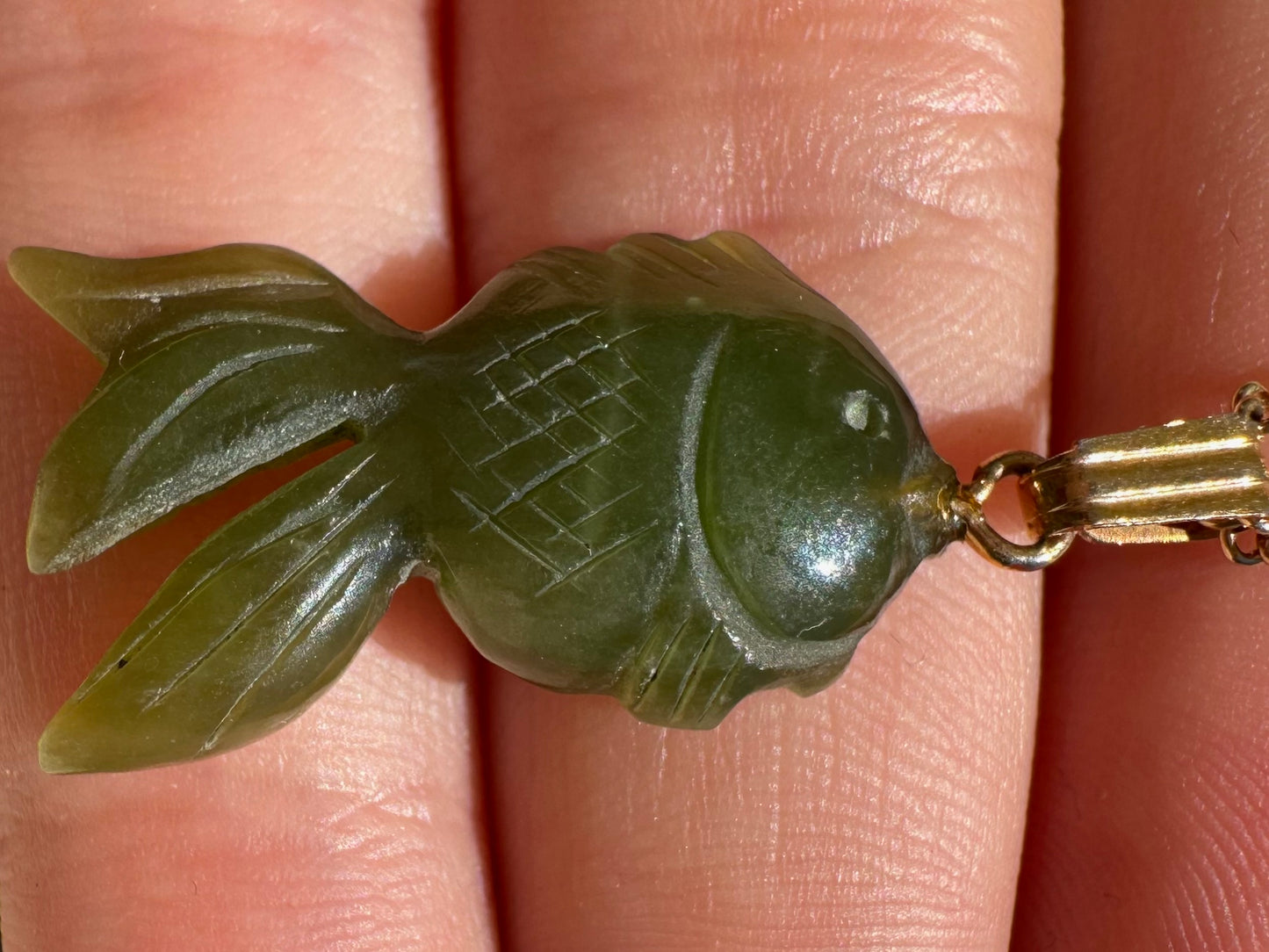 Australian Cowell Green Jade Fish Blessing Charm or Pendant