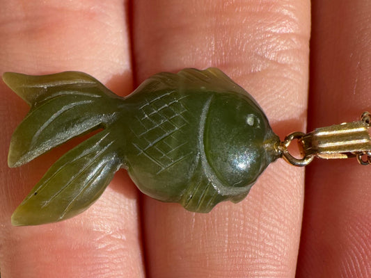 Australian Cowell Green Jade Fish Blessing Charm or Pendant