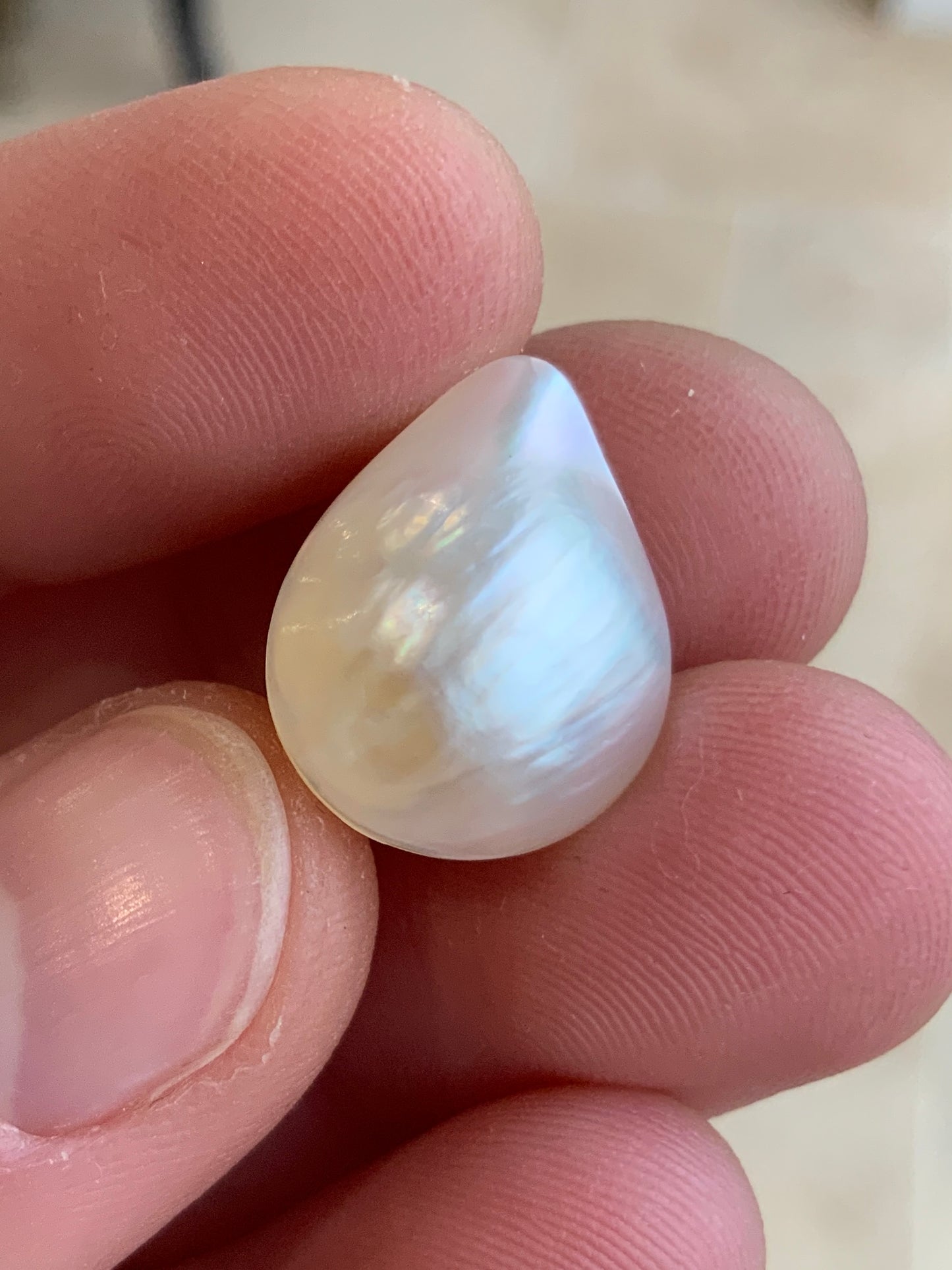 Opal Essence Mabe pearl white teardrop 