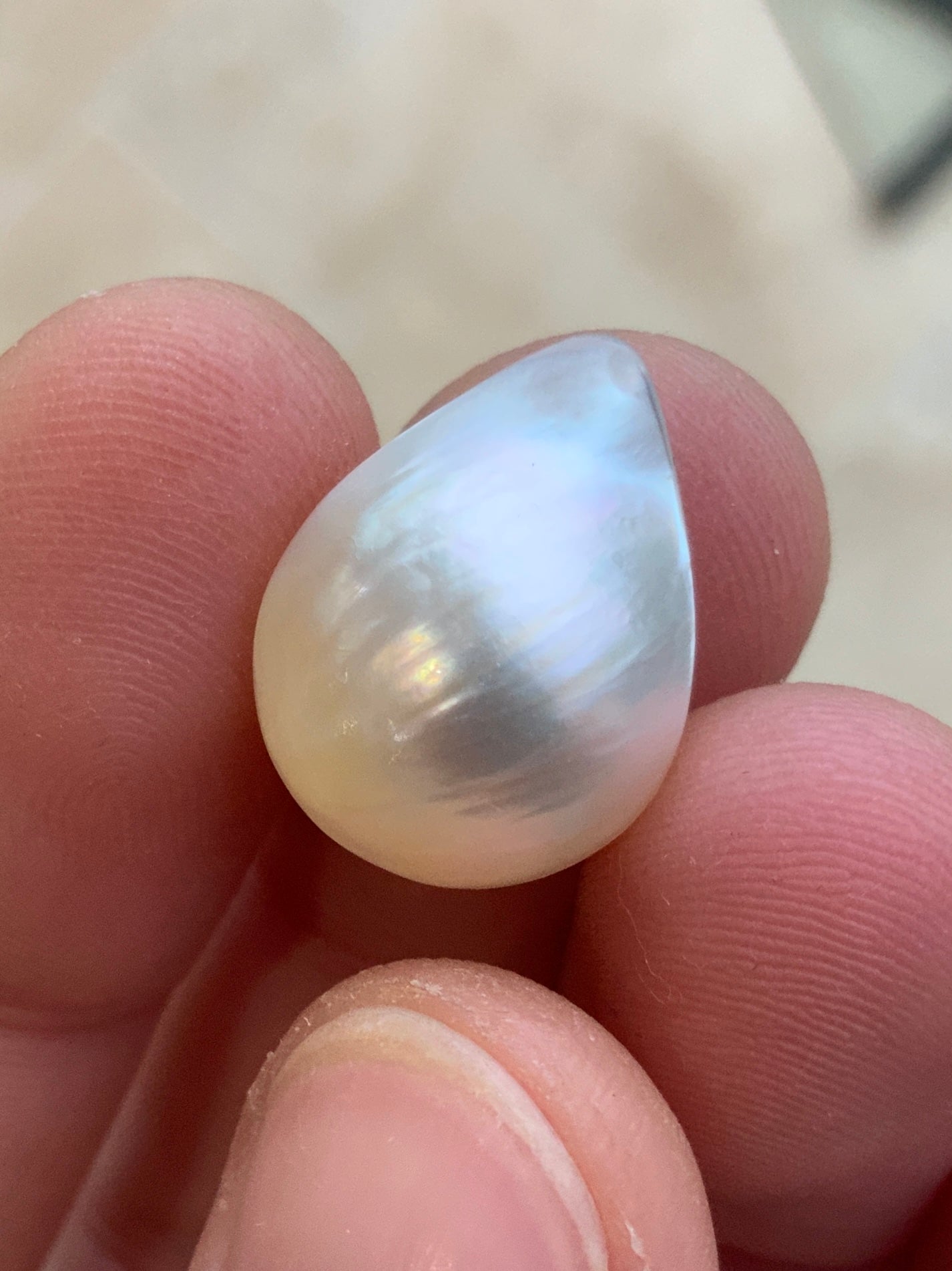 Opal Essence Mabe pearl white teardrop 