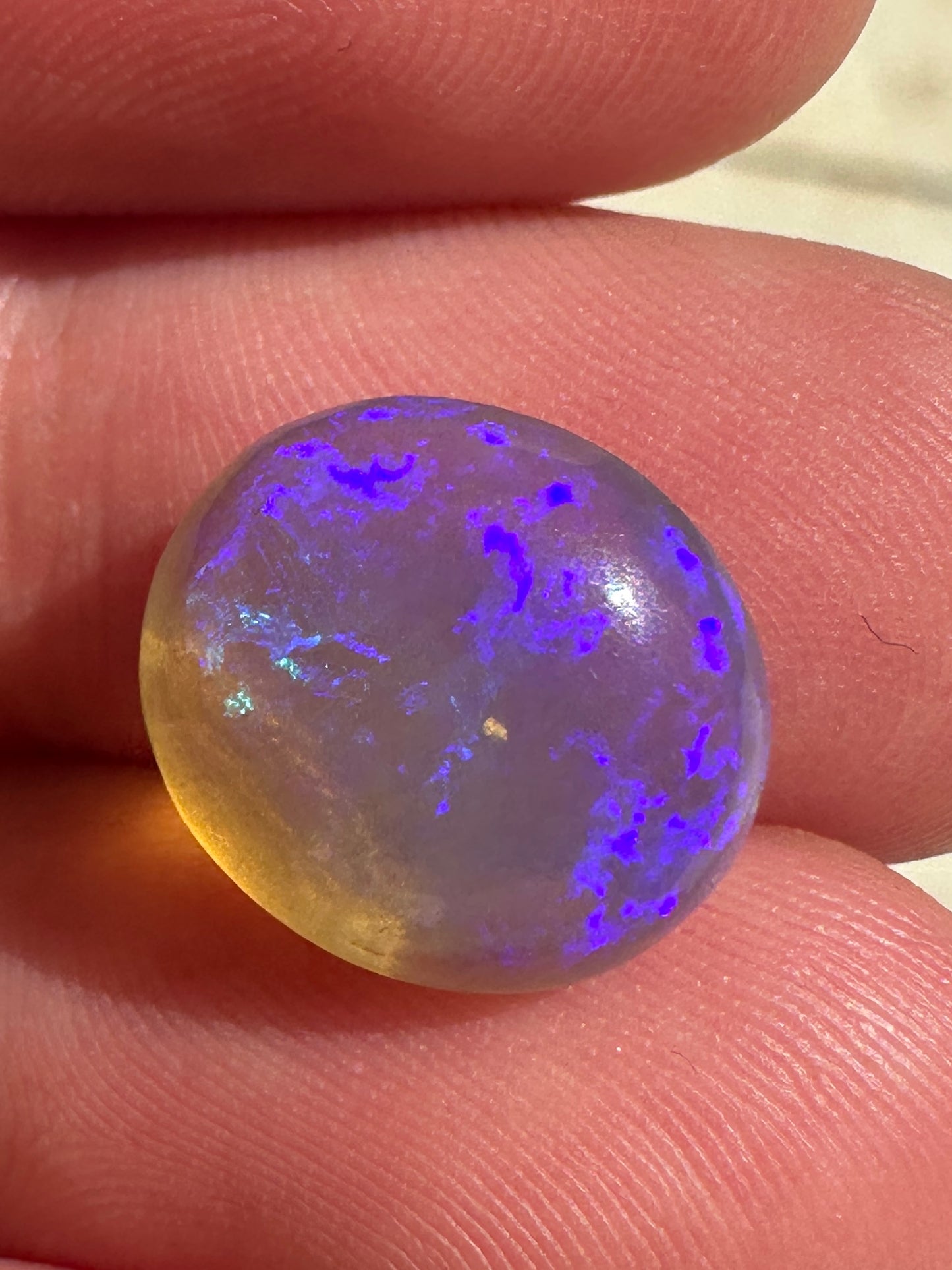 Australian Lightning Ridge blue and purple unset Crystal Opal pendant 5.5 ct