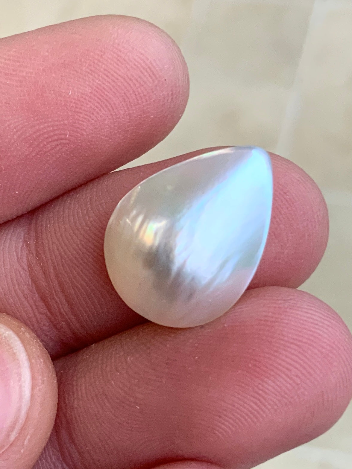 Opal Essence Mabe pearl white teardrop