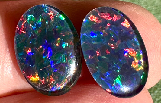 Matching pair Australian gem grade opal triplets 14x10mm