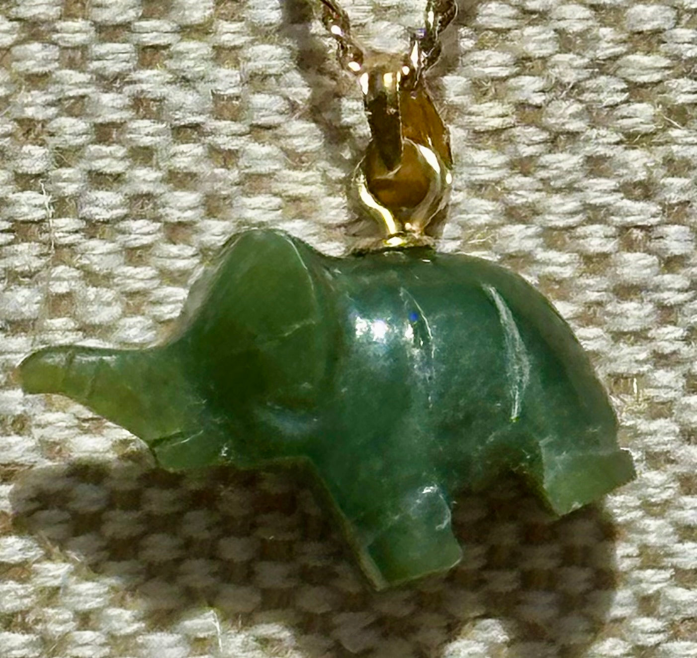 Cowell Green Jade Elephant Blessing Charm or Pendant 