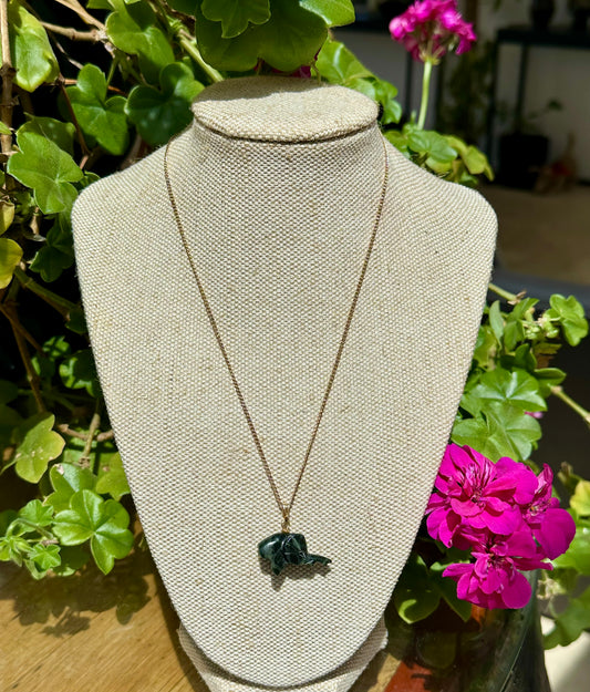Cowell Green Jade Elephant Blessing Charm or Pendant 