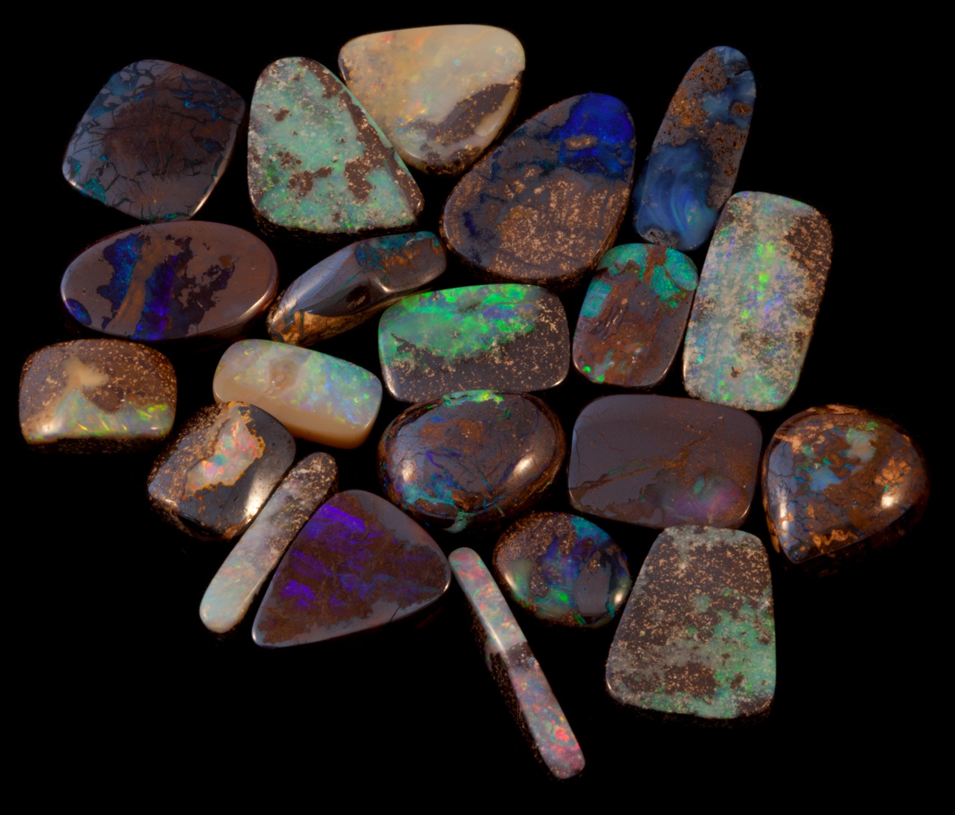 Bargain parcel of cut and polished Queensland boulder opal.