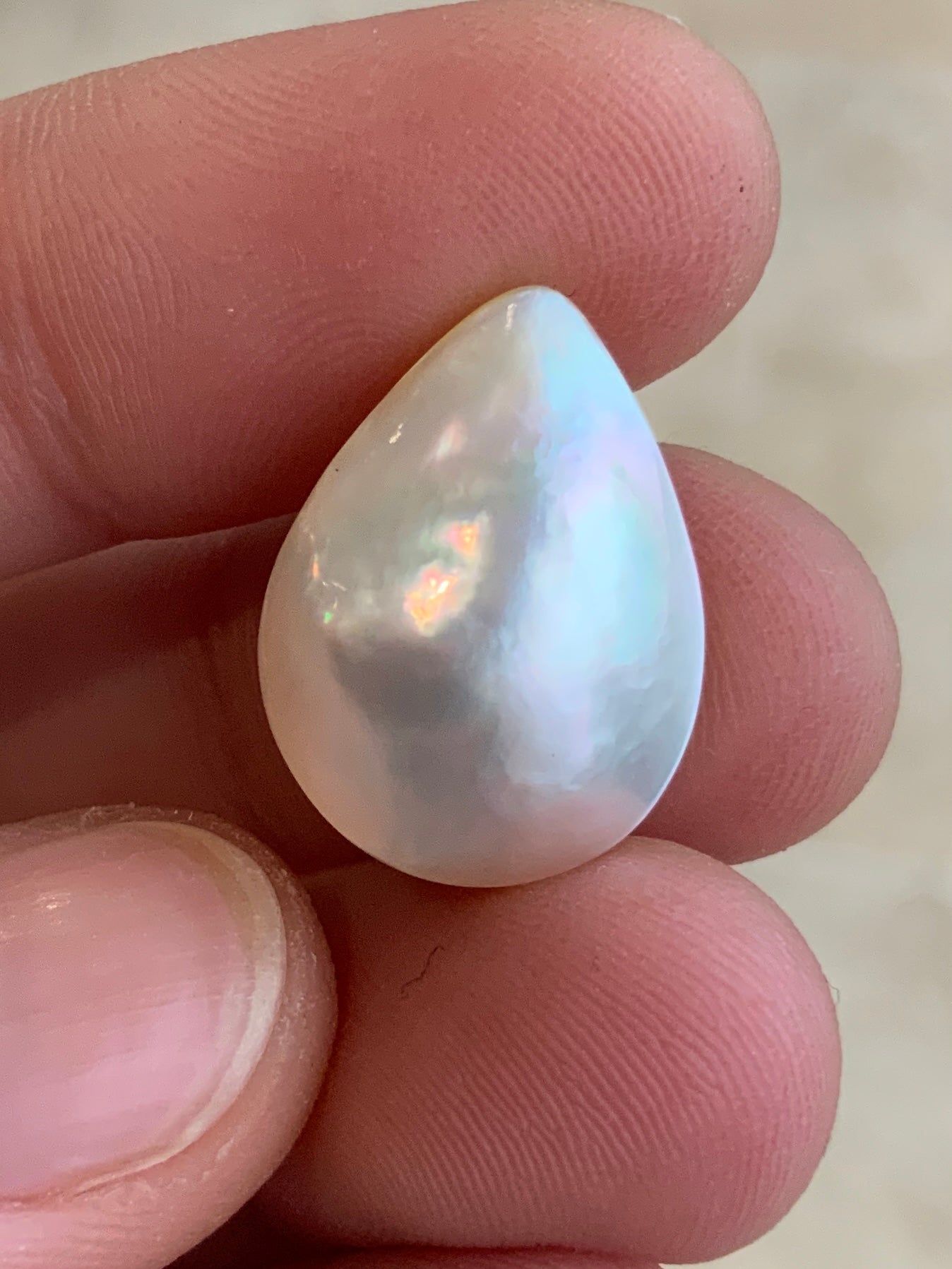 Opal Essence Mabe pearl white teardrop 