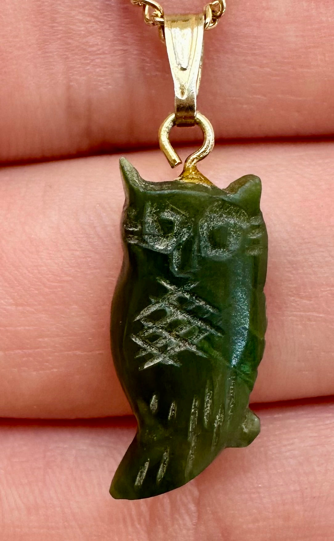 Australian Cowell Green Jade Owl Blessing Charm or Pendant