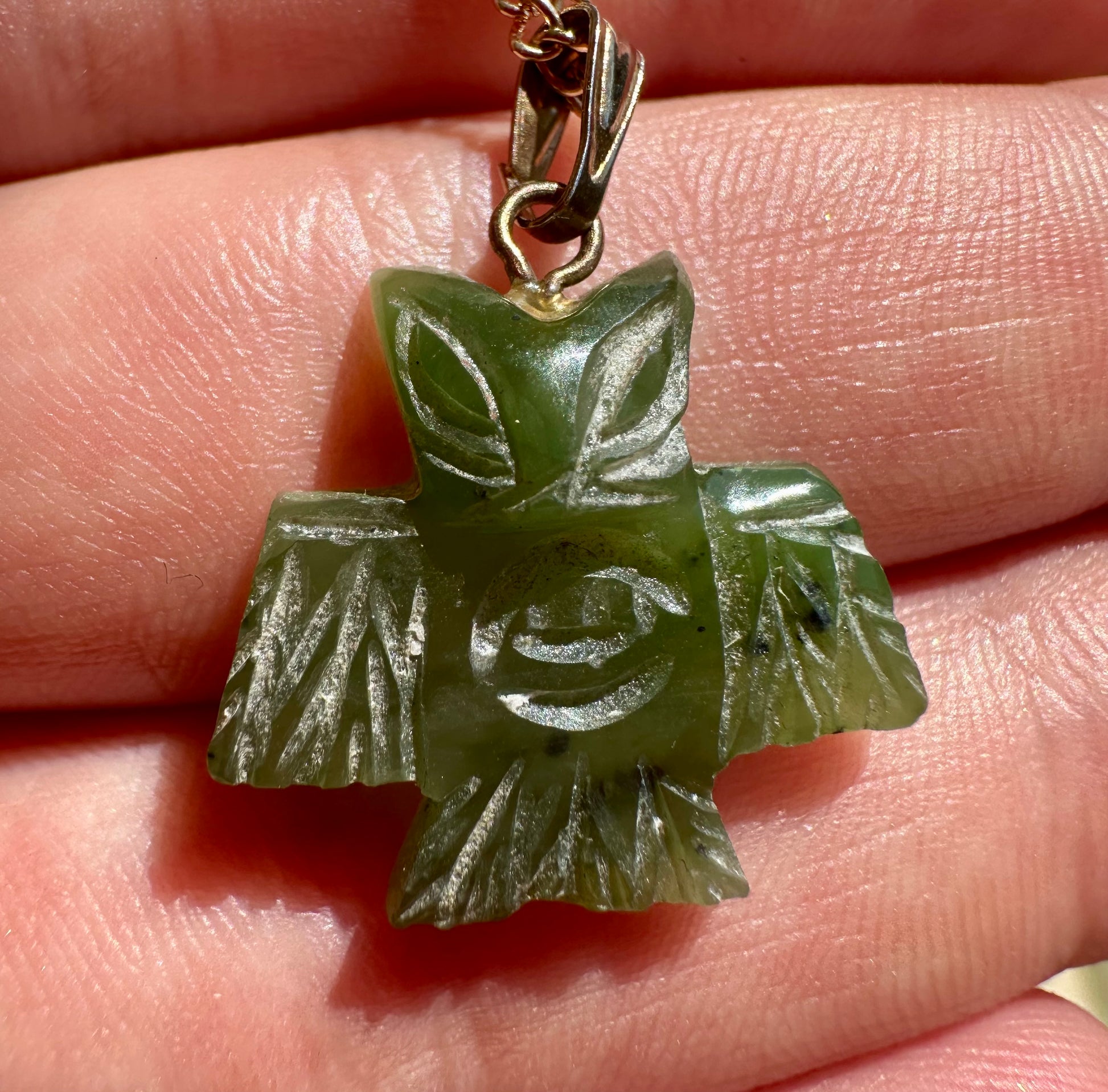 Australian Cowell Green Jade Owl Blessing Charm or Pendant 