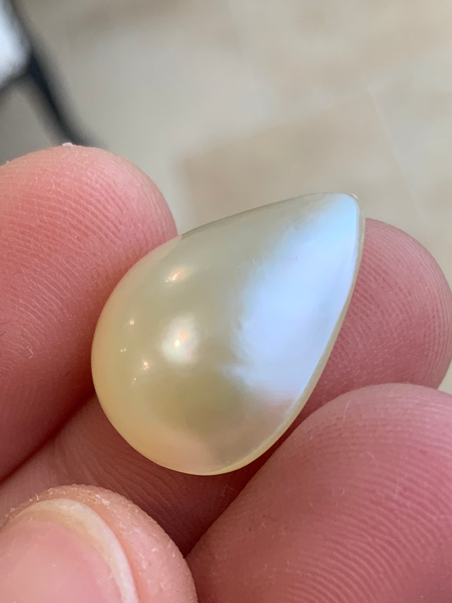 Opal Essence Mabe pearl white teardrop 