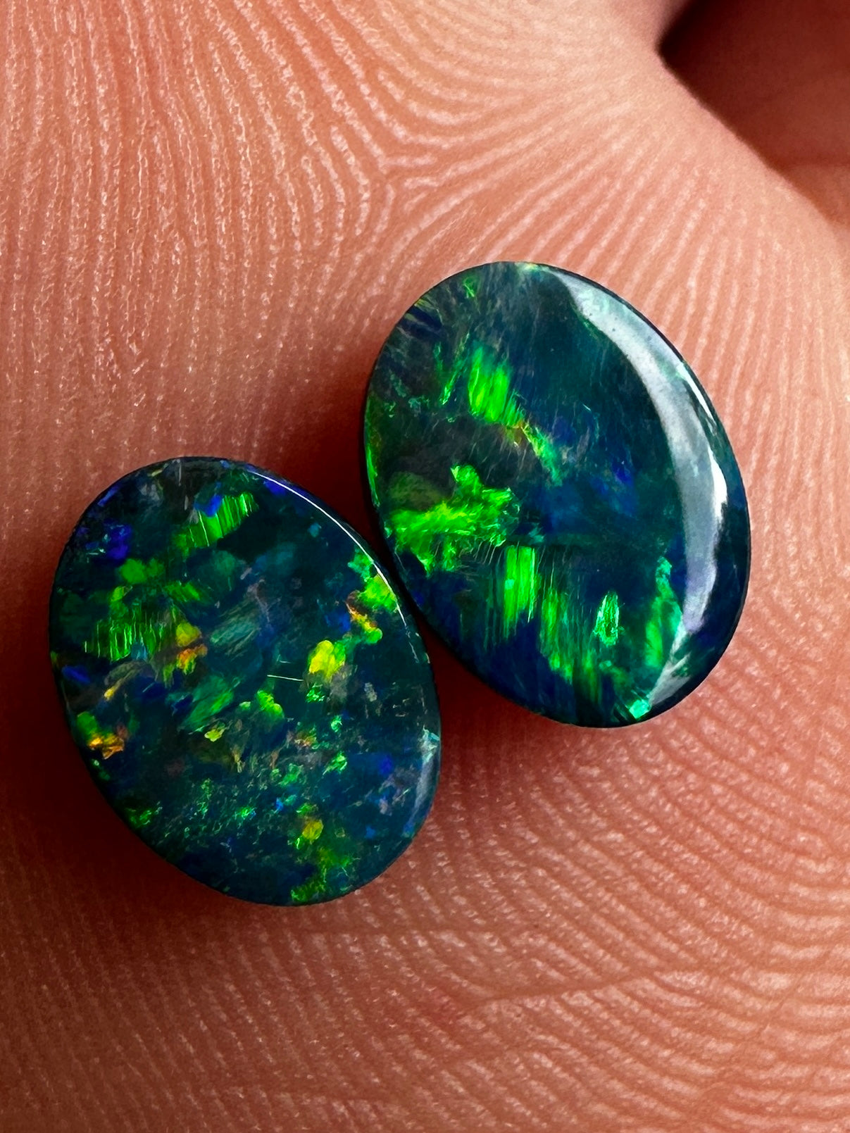 Opal Essence Australian Opal doublet pair 