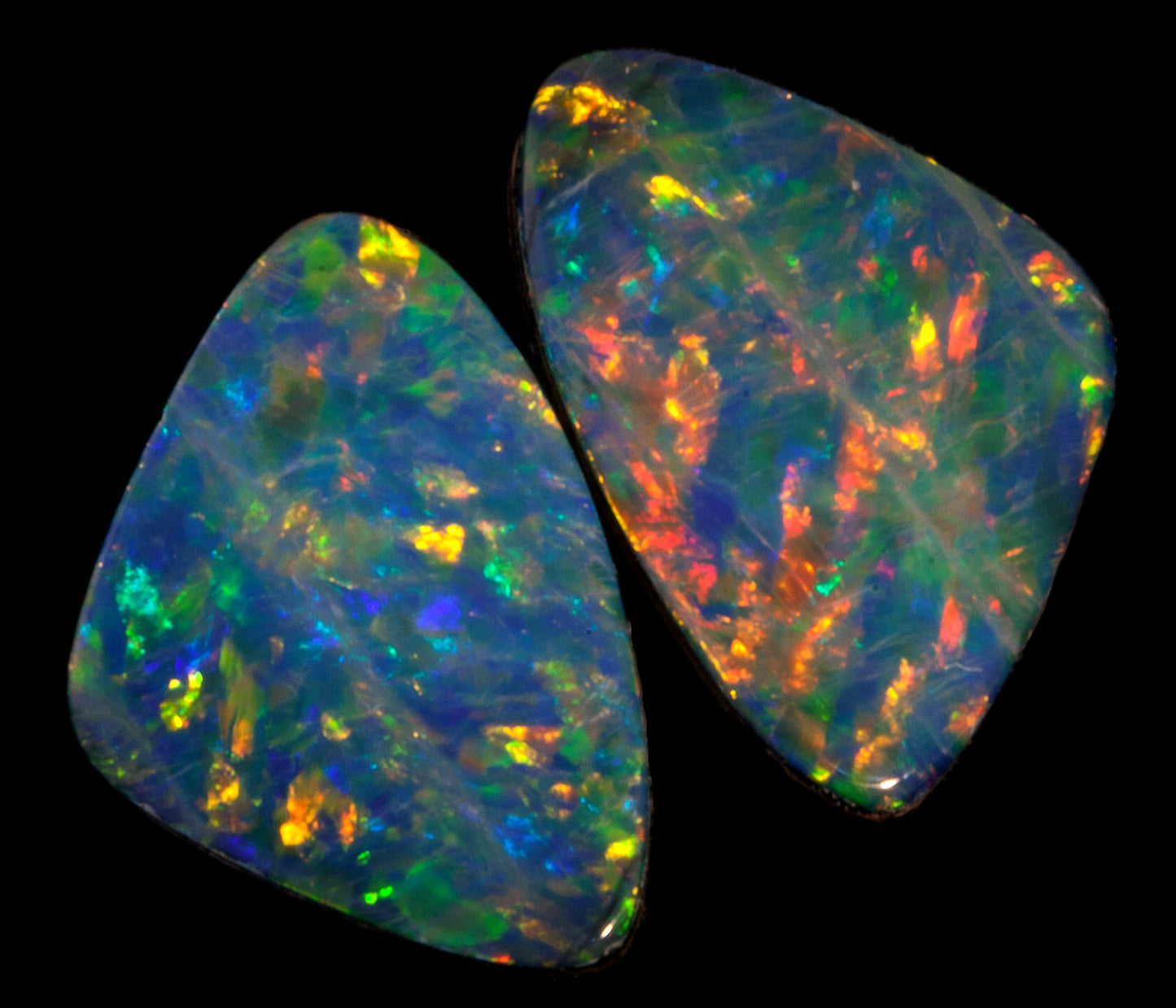 matching pair of Australian opal doublets