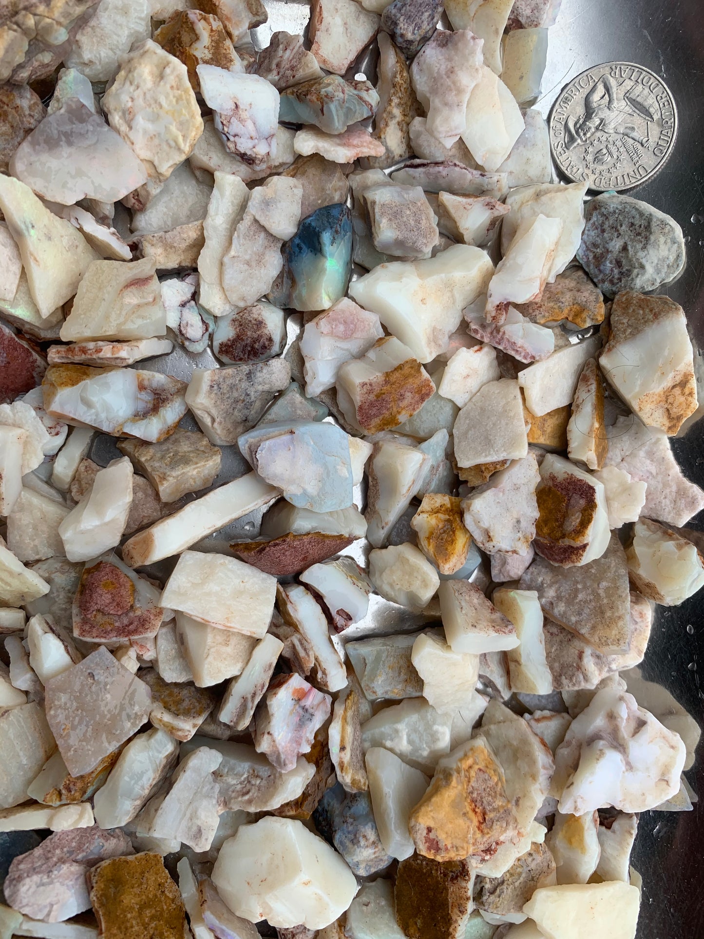 Coober Pedy Rough Opal parcel 20 ounces - White Base Multi-Colour South Australia