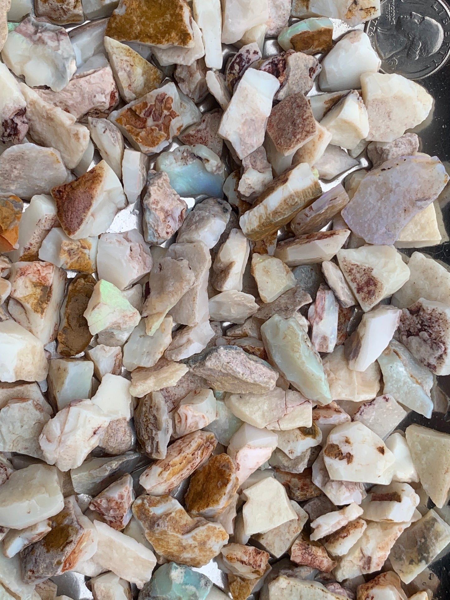 Coober Pedy Rough Opal parcel 20 ounces - White Base Multi-Colour South Australia