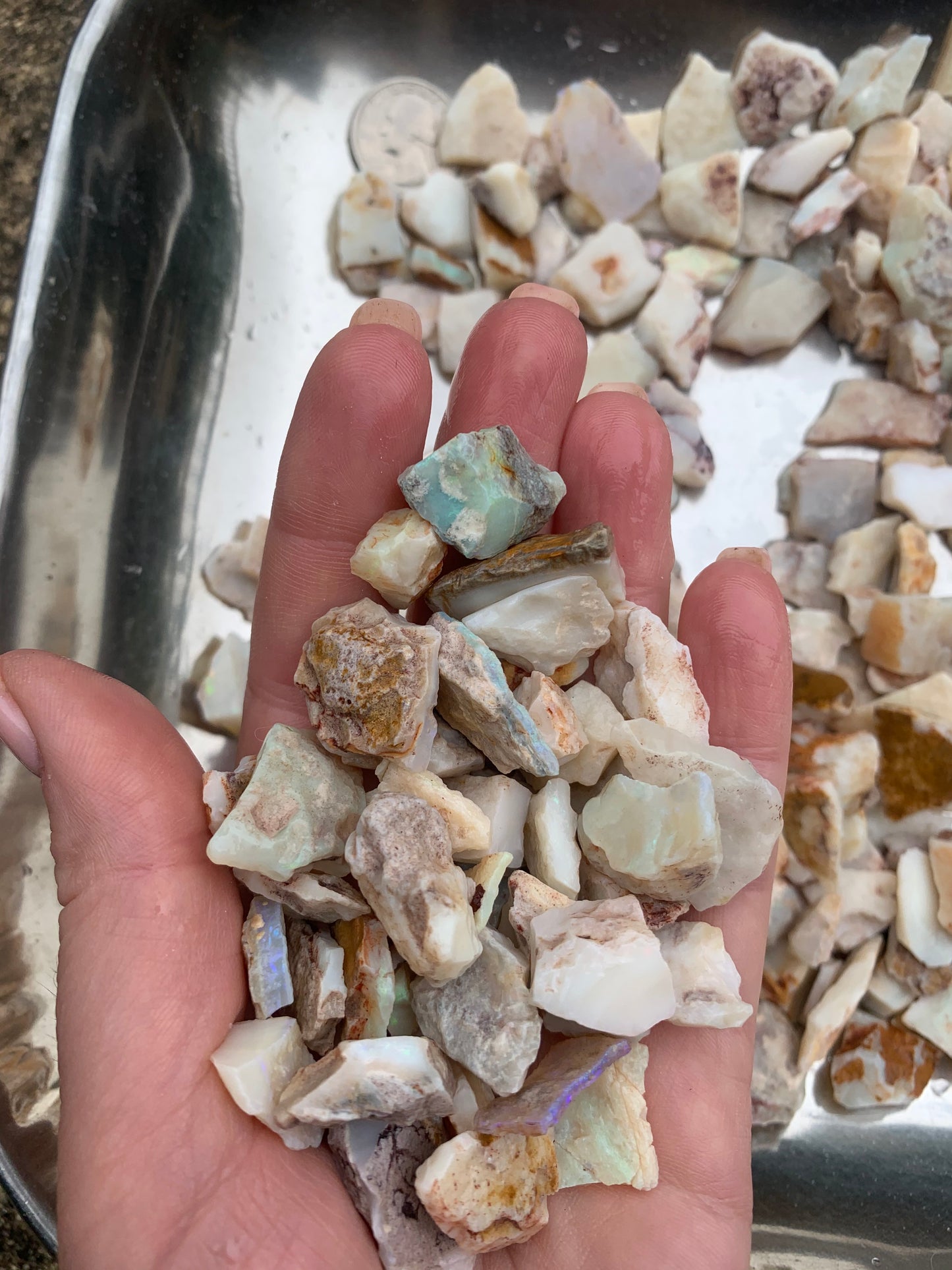 Coober Pedy Rough Opal parcel 20 ounces - White Base Multi-Colour South Australia