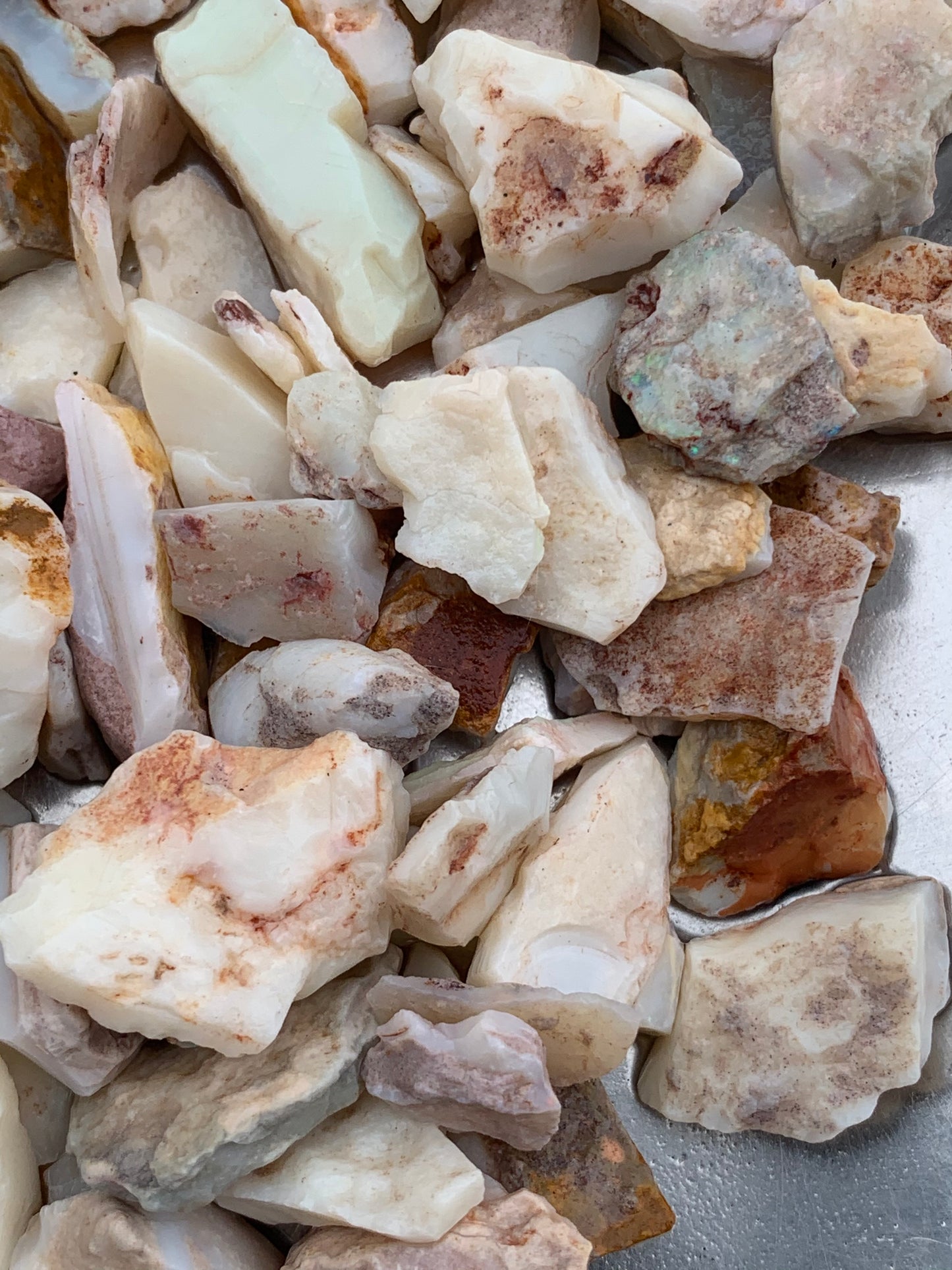 Coober Pedy Rough Opal parcel 20 ounces - White Base Multi-Colour South Australia