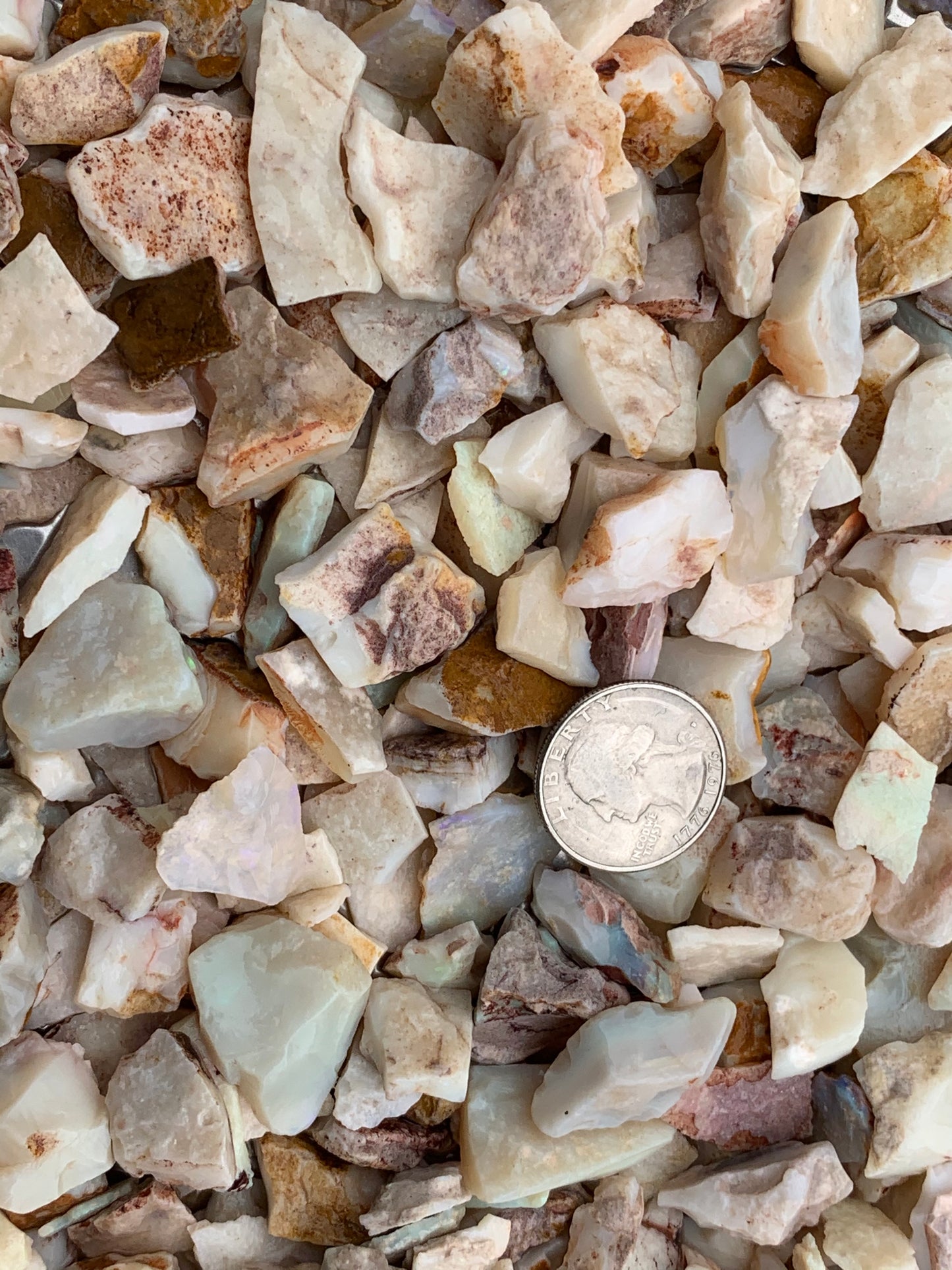 Coober Pedy Rough Opal parcel 20 ounces - White Base Multi-Colour South Australia