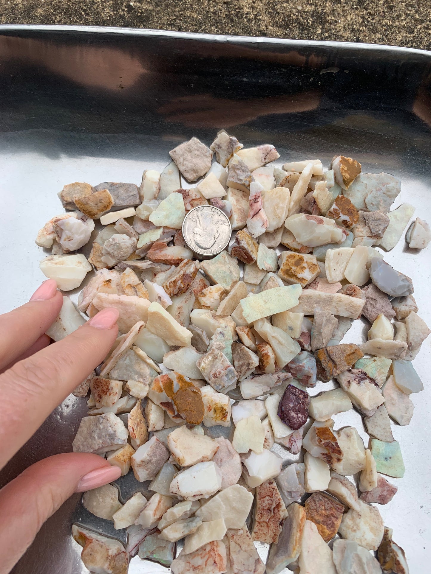 Coober Pedy Rough Opal parcel 10 ounces - White Base Multi-Colour South Australia