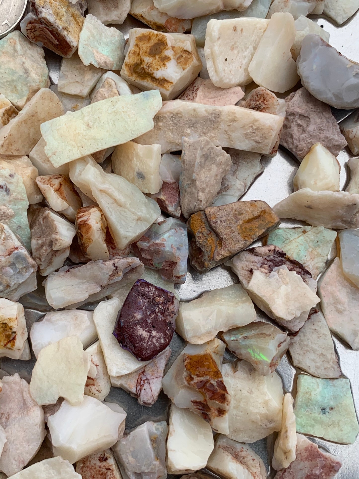 Coober Pedy Rough Opal parcel 10 ounces - White Base Multi-Colour South Australia