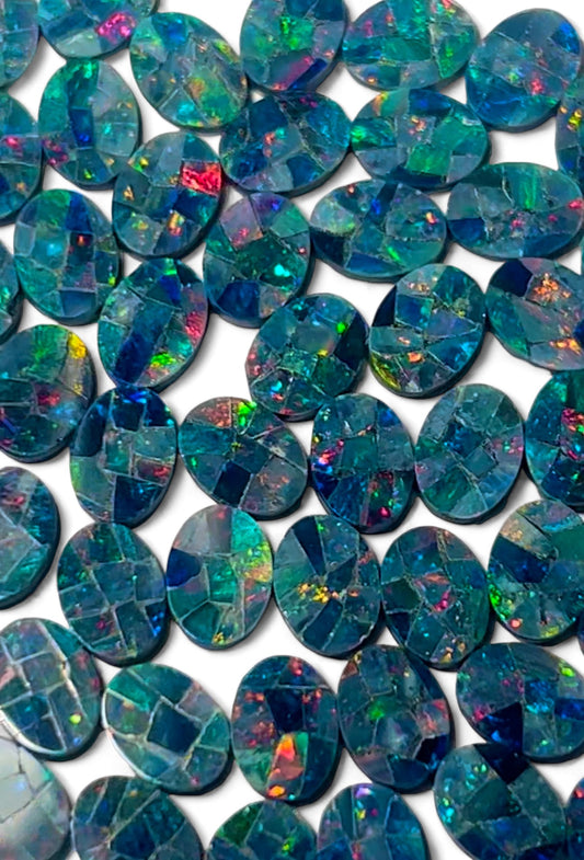 Parcel of Australian opal square mosaics 8x6 mm