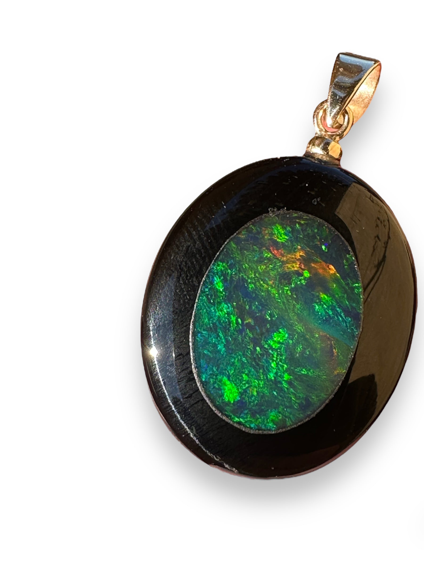 inlayed opal bead pendant