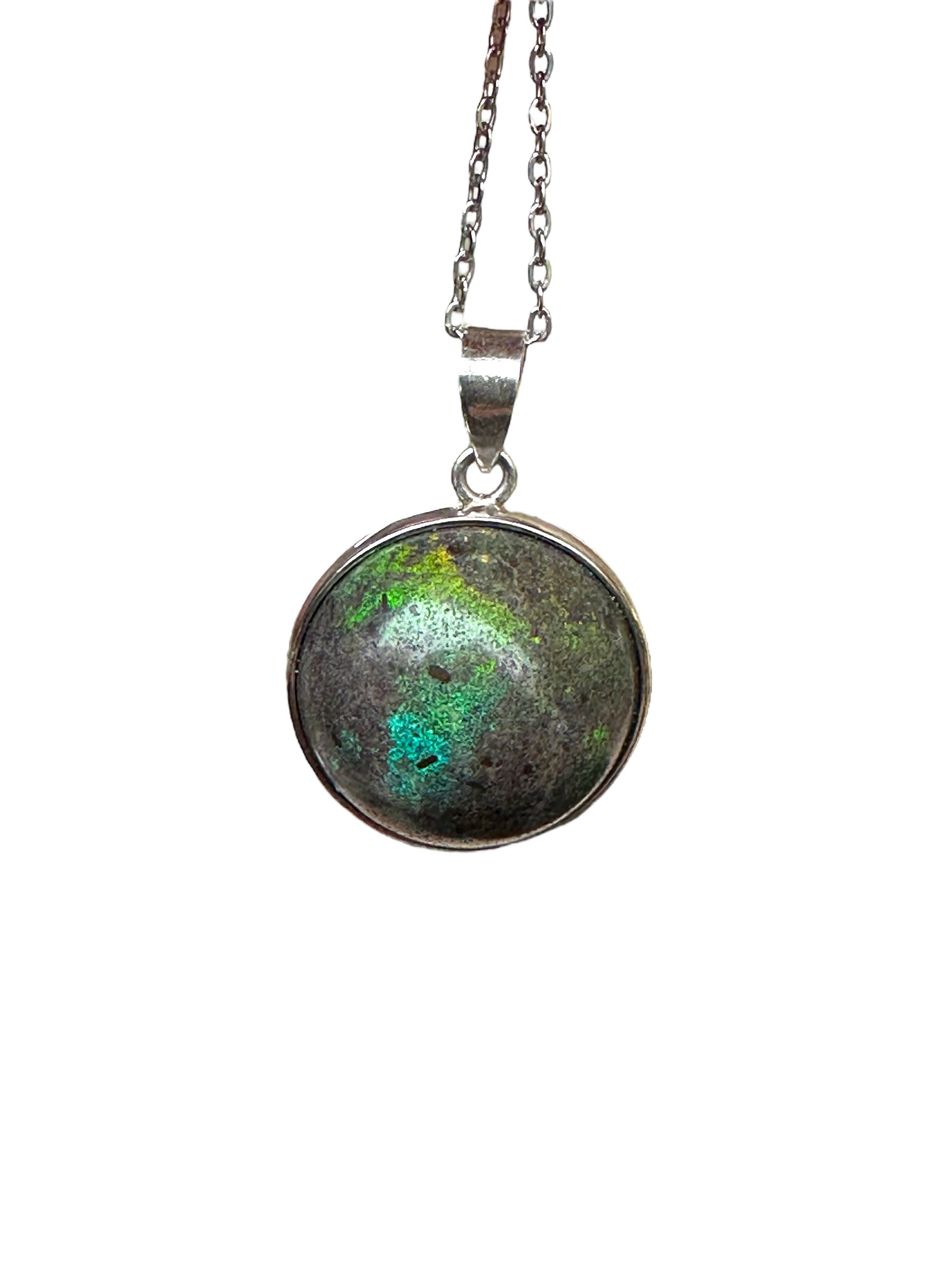 Andamooka opal matrix bead set in sterling silver