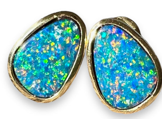 Beautiful Opal Earrings Set In 14K Solid Gold - Opal Essence Wholesalers 
