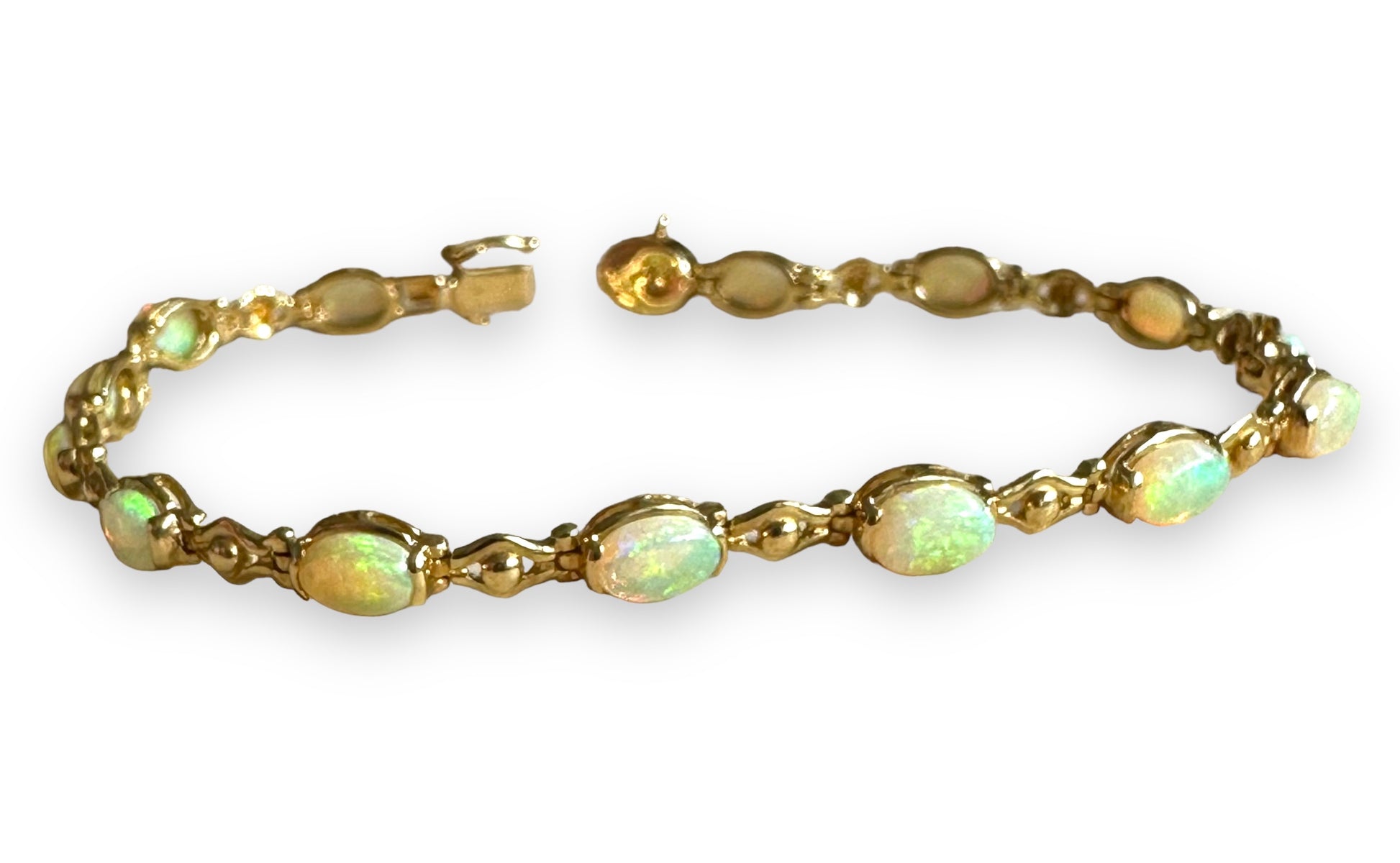 14 k gold opal tennis bracelet