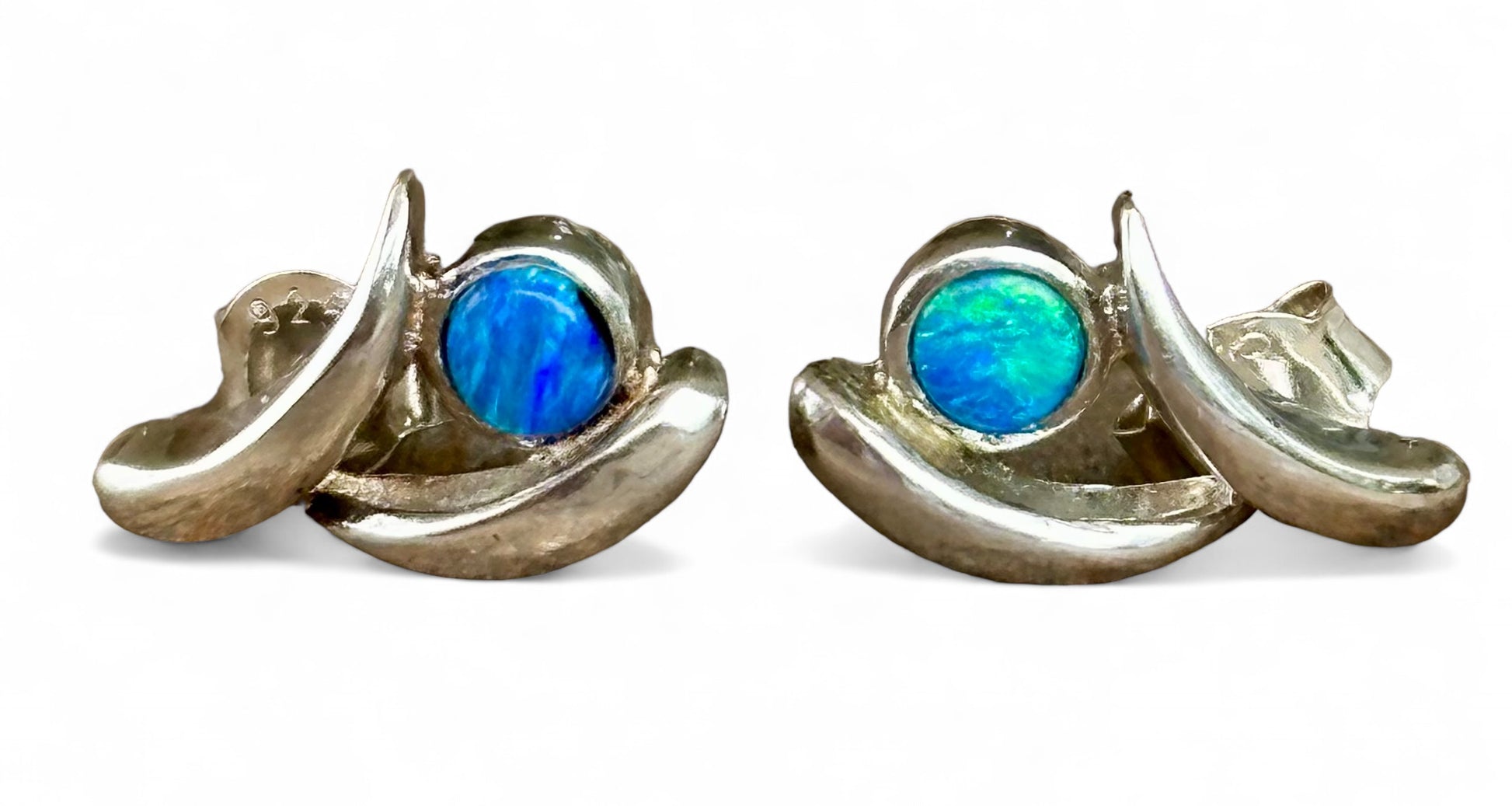 Genuine Australian opal earrings set in sterling silver