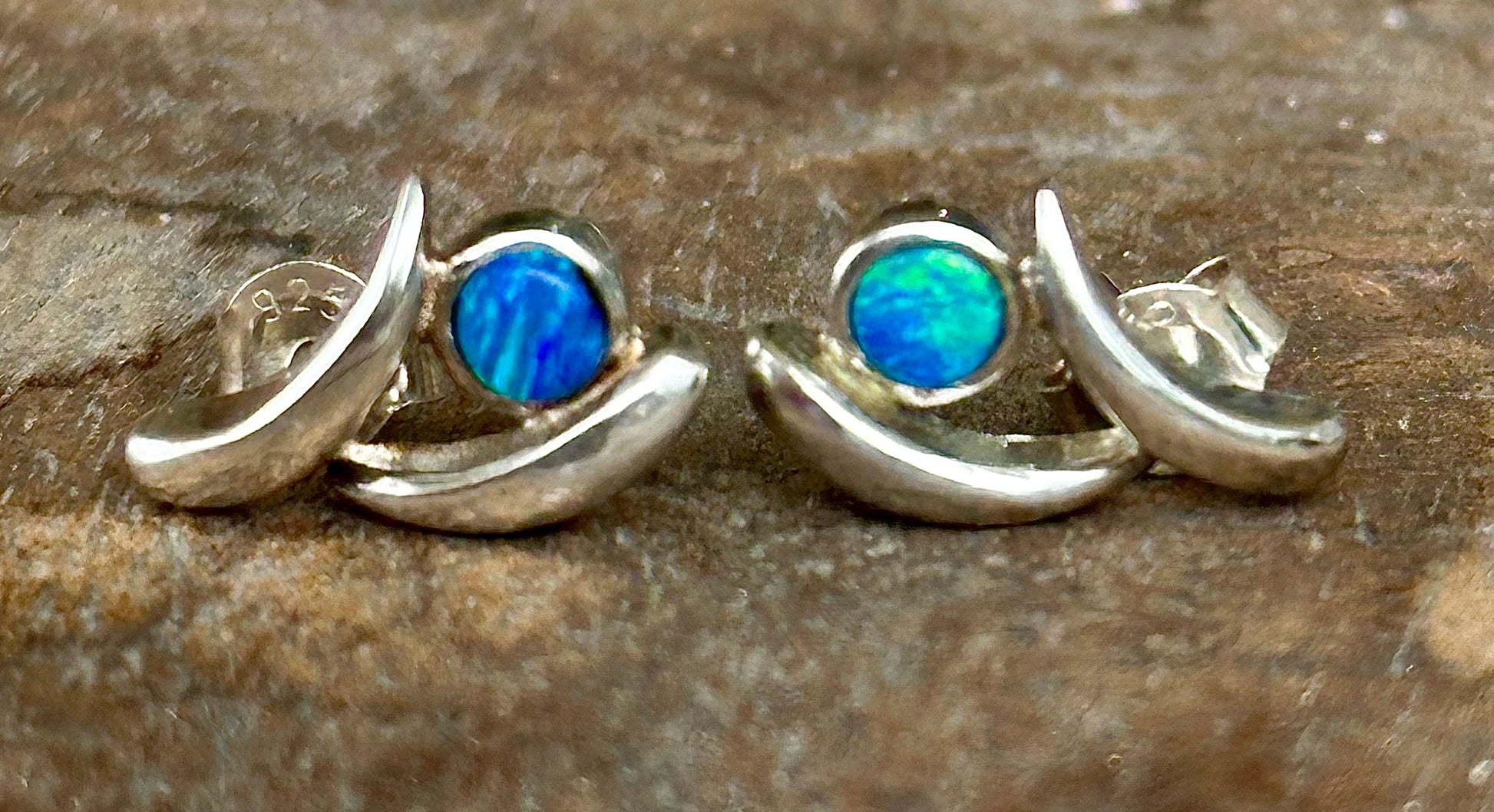 Genuine Australian opal earrings set in sterling silver