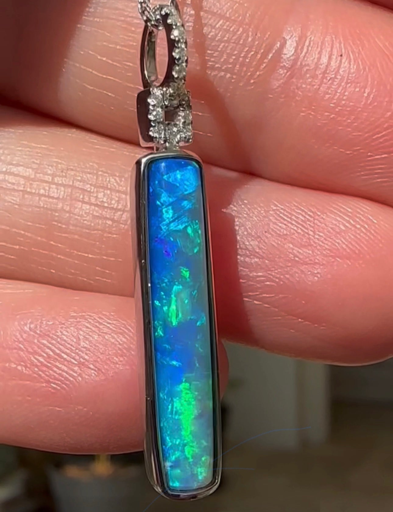 Exquisite opal Belemnite set in 18k gold and diamonds - Opal Essence Wholesalers 