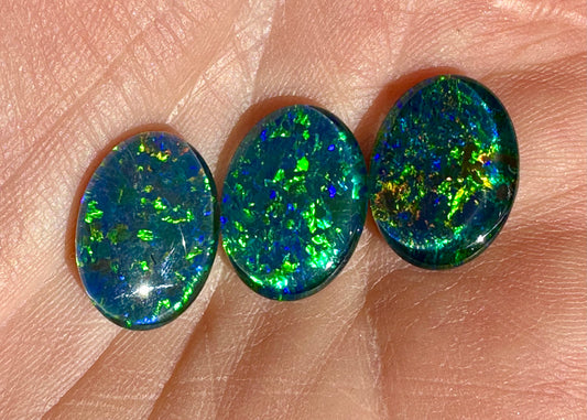 &nbsp;Set of 3 Australian Gem Opal Triplets 16x12mm