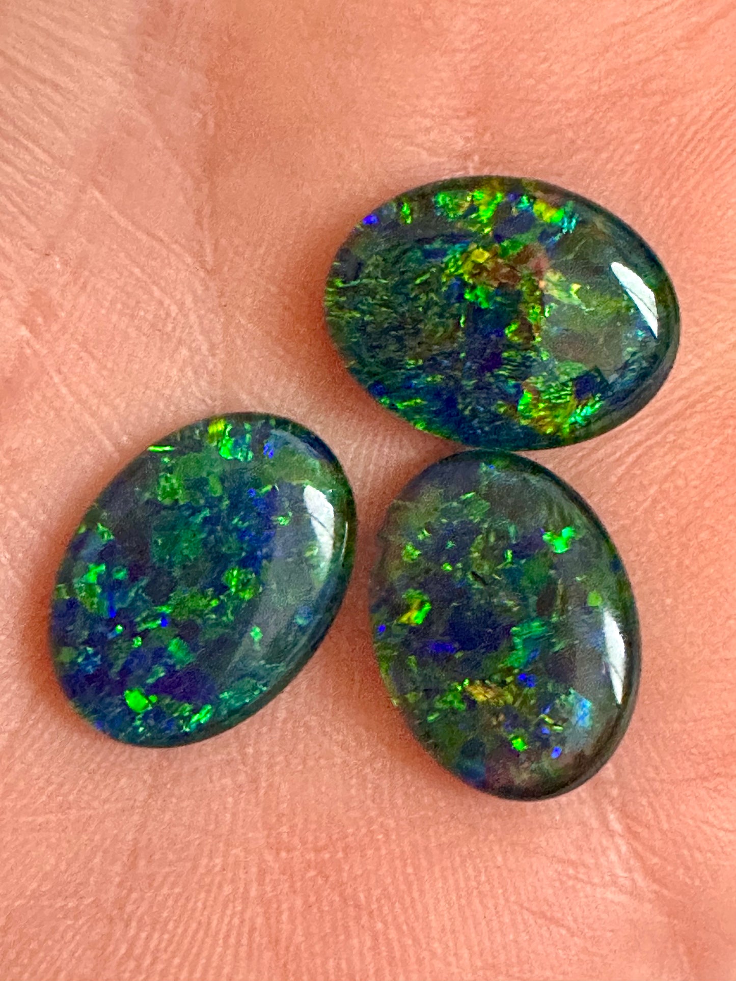 Set of 3 Australian Gem Opal Triplets 16x12mm