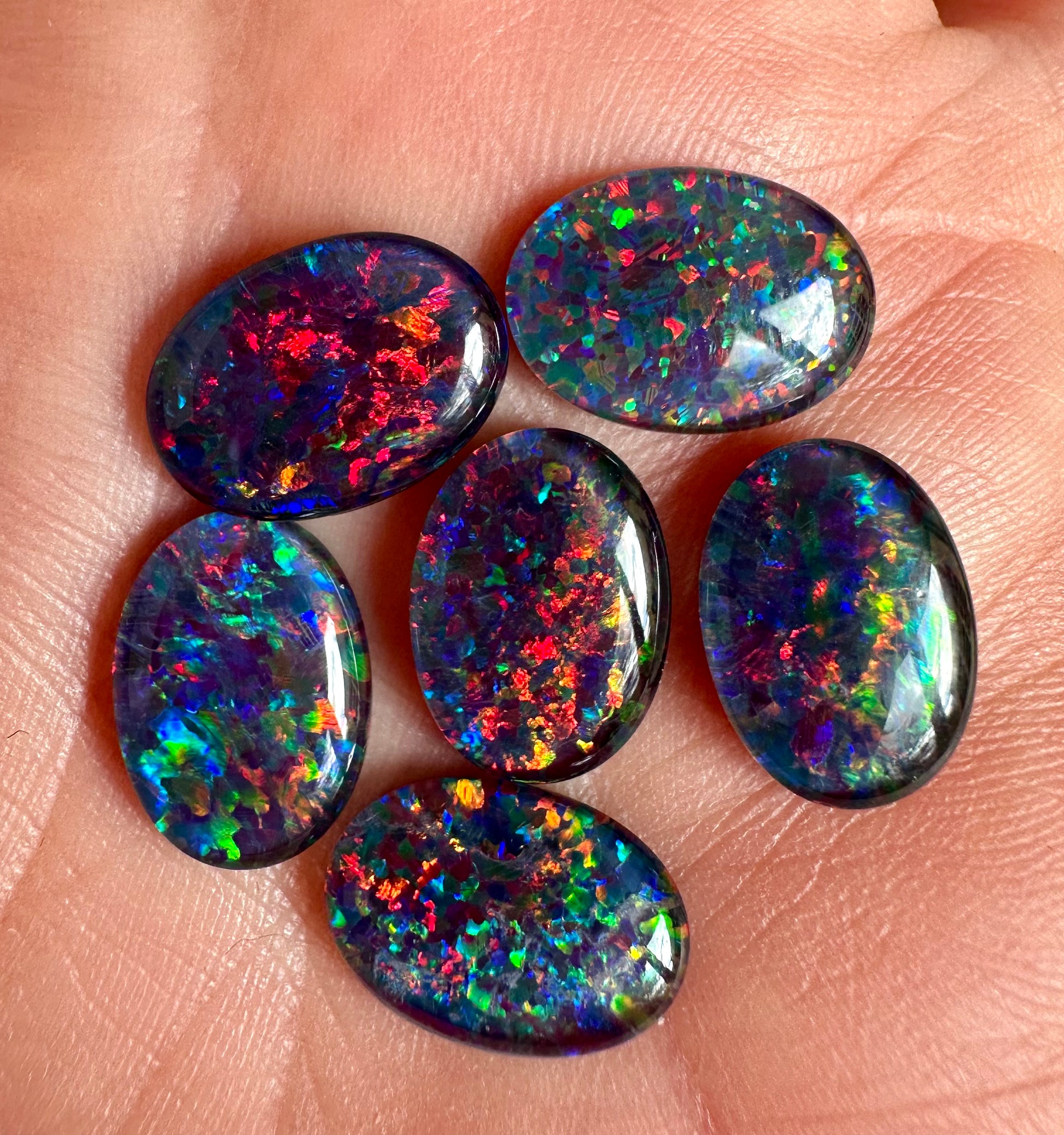 6 Australian Opal Triplets 14x10mm